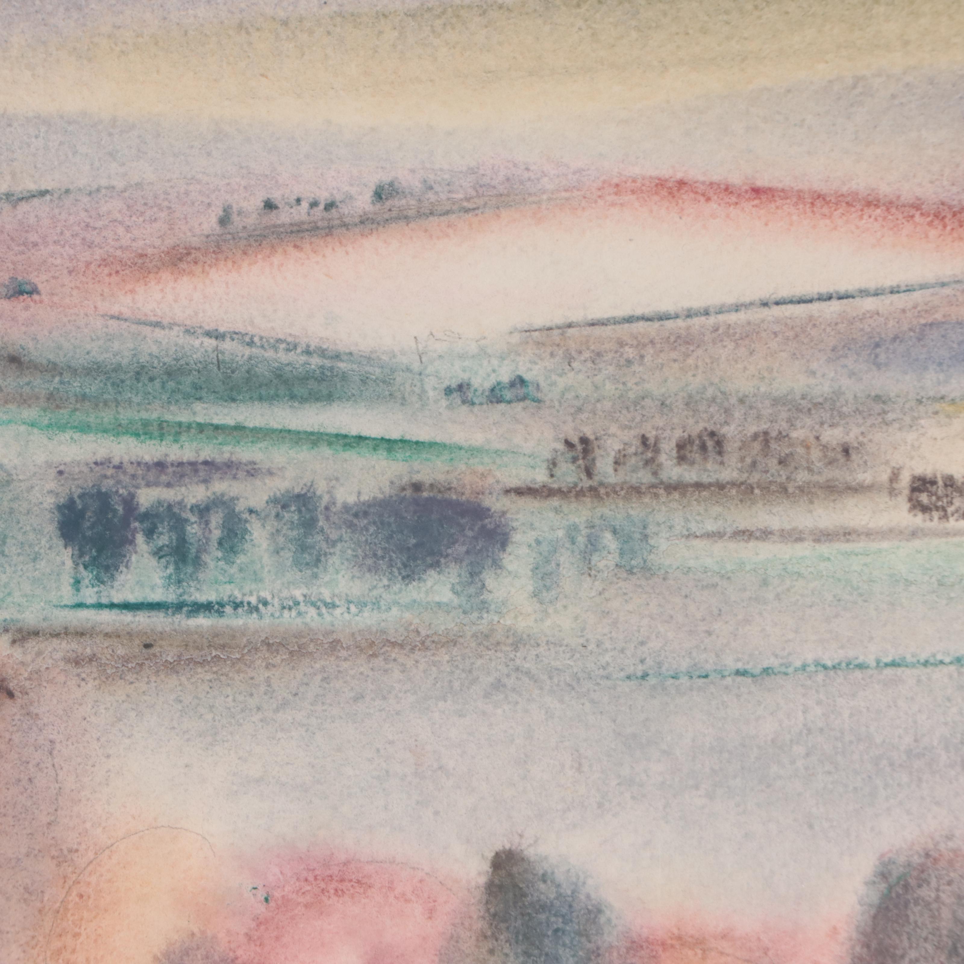 Yngve H. Olsen Landscape Watercolor Painting