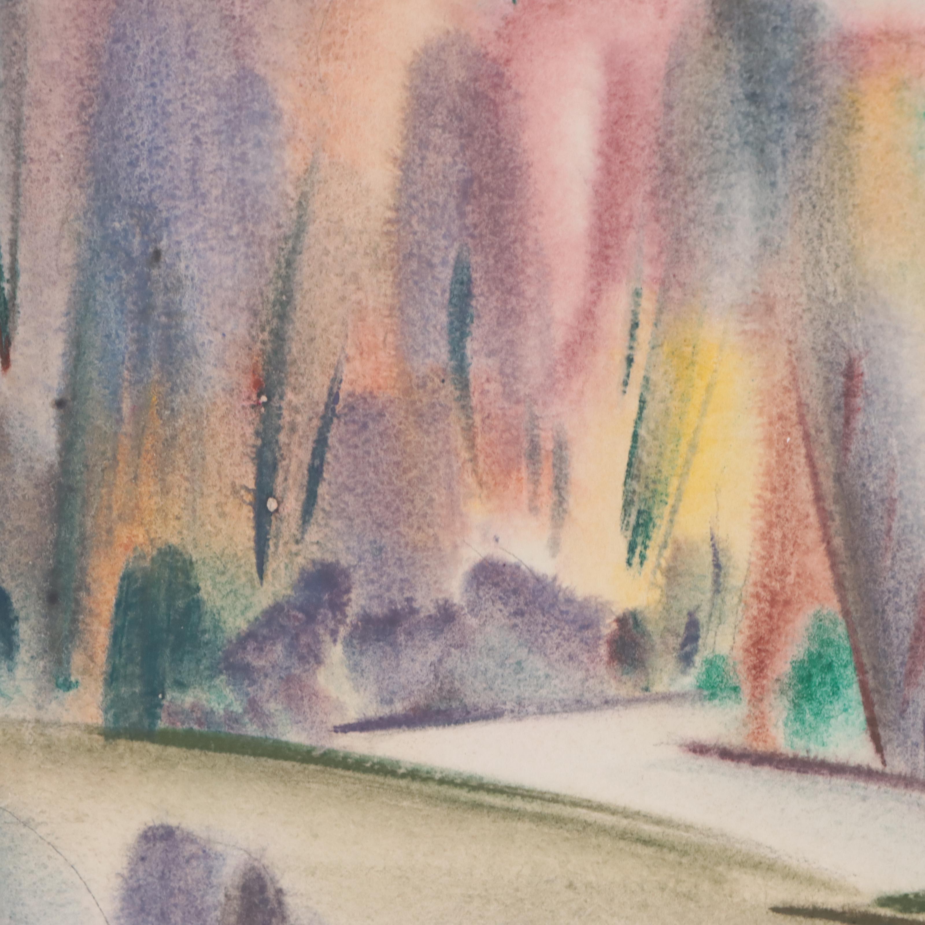 Yngve H. Olsen Landscape Watercolor Painting