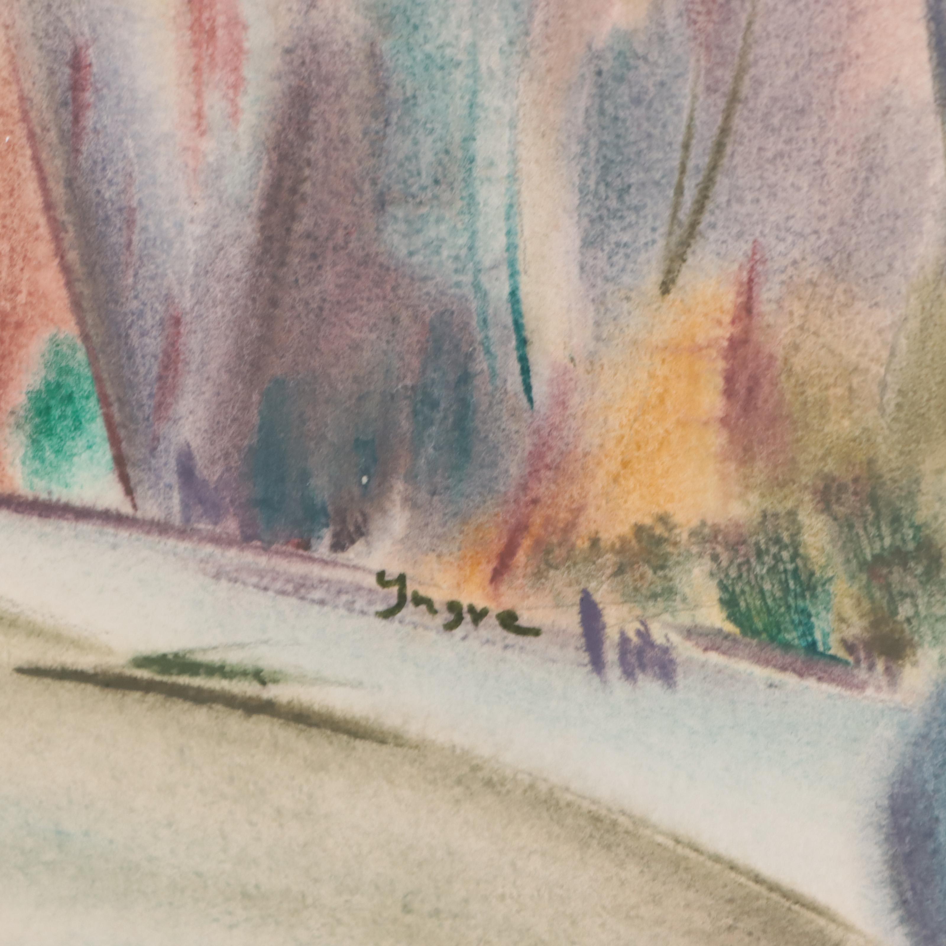 Yngve H. Olsen Landscape Watercolor Painting