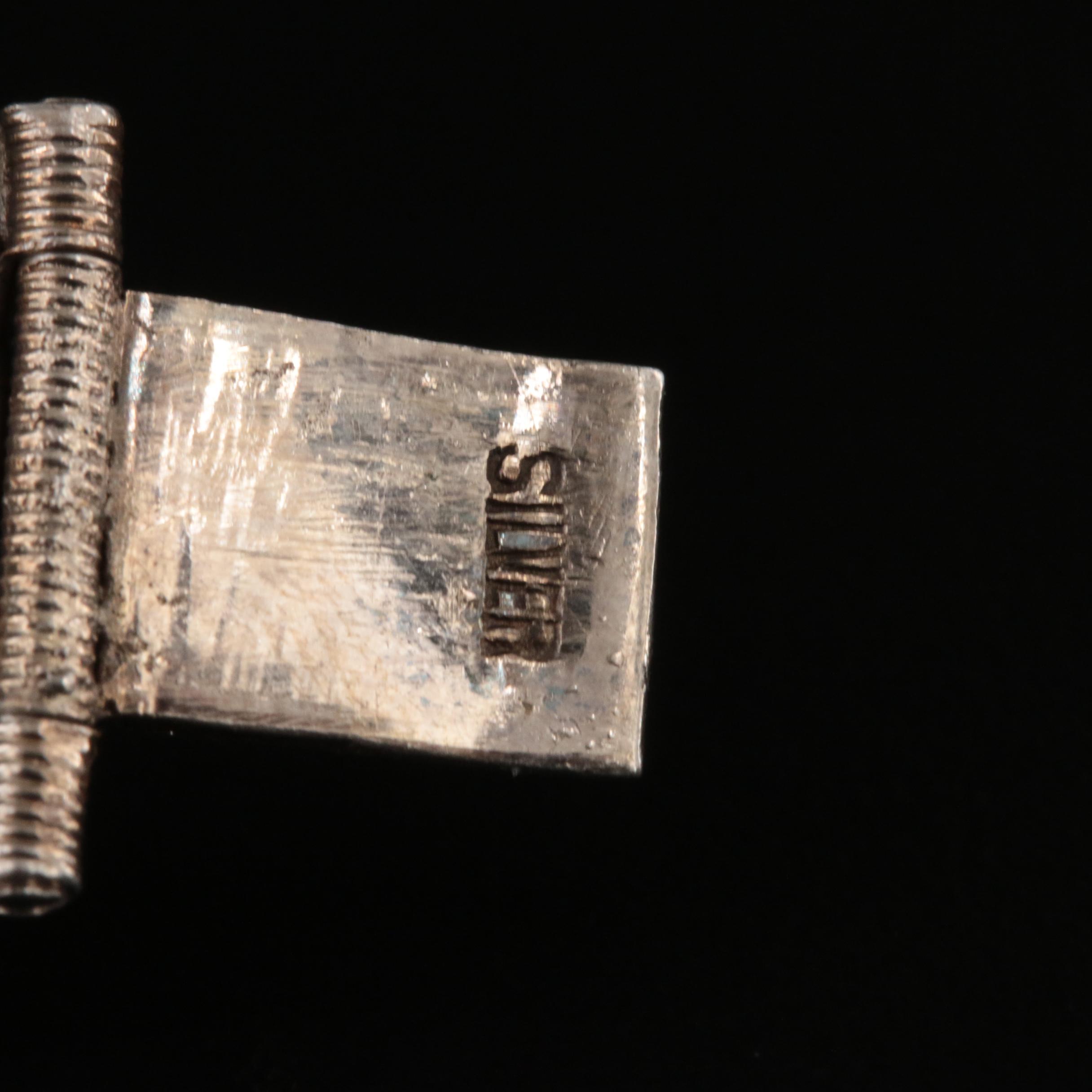 Chinese Export Sterling Carnelian Filigree Bracelet with Bamboo Enamel Accents