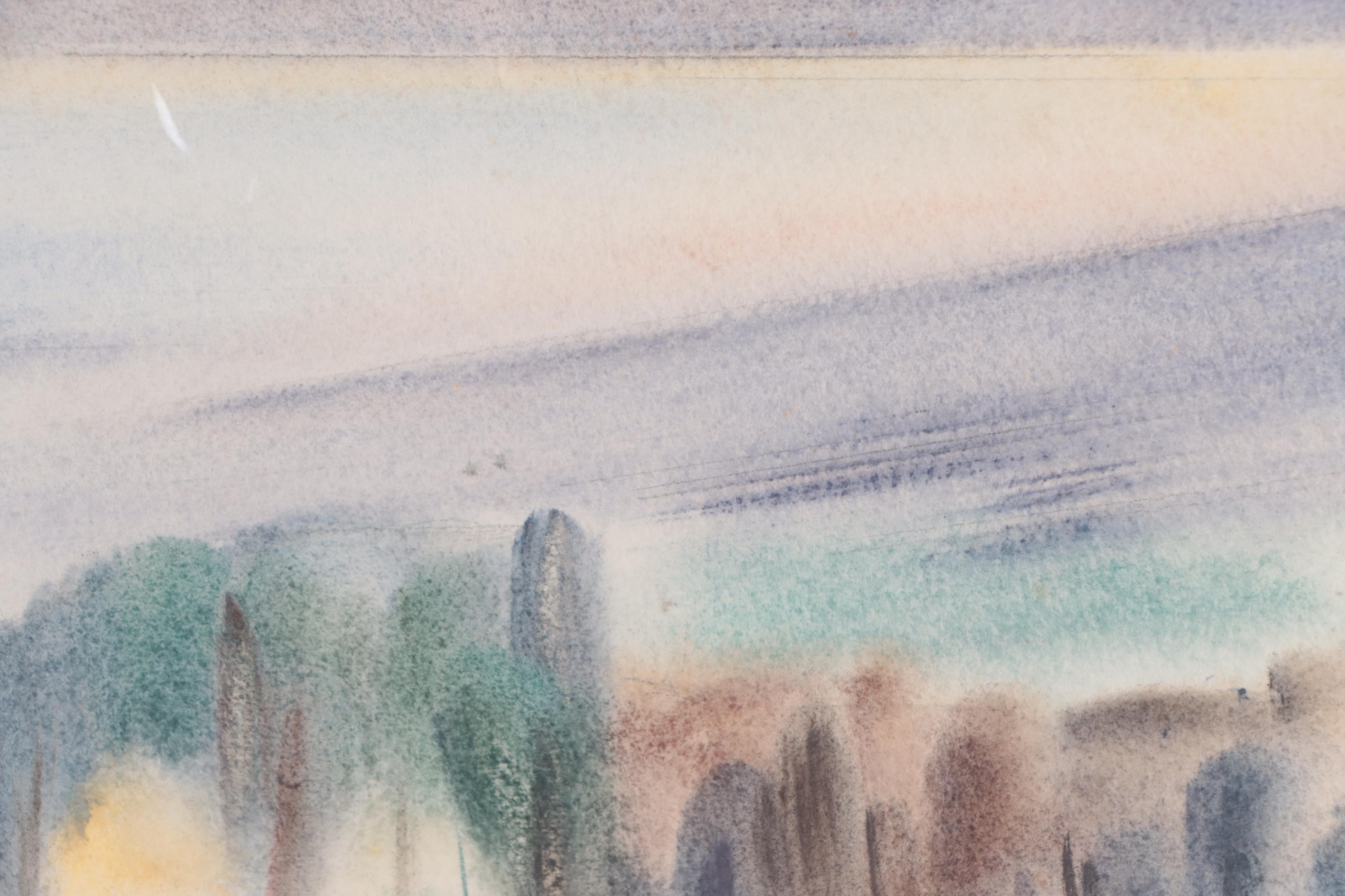 Yngve H. Olsen Landscape Watercolor Painting