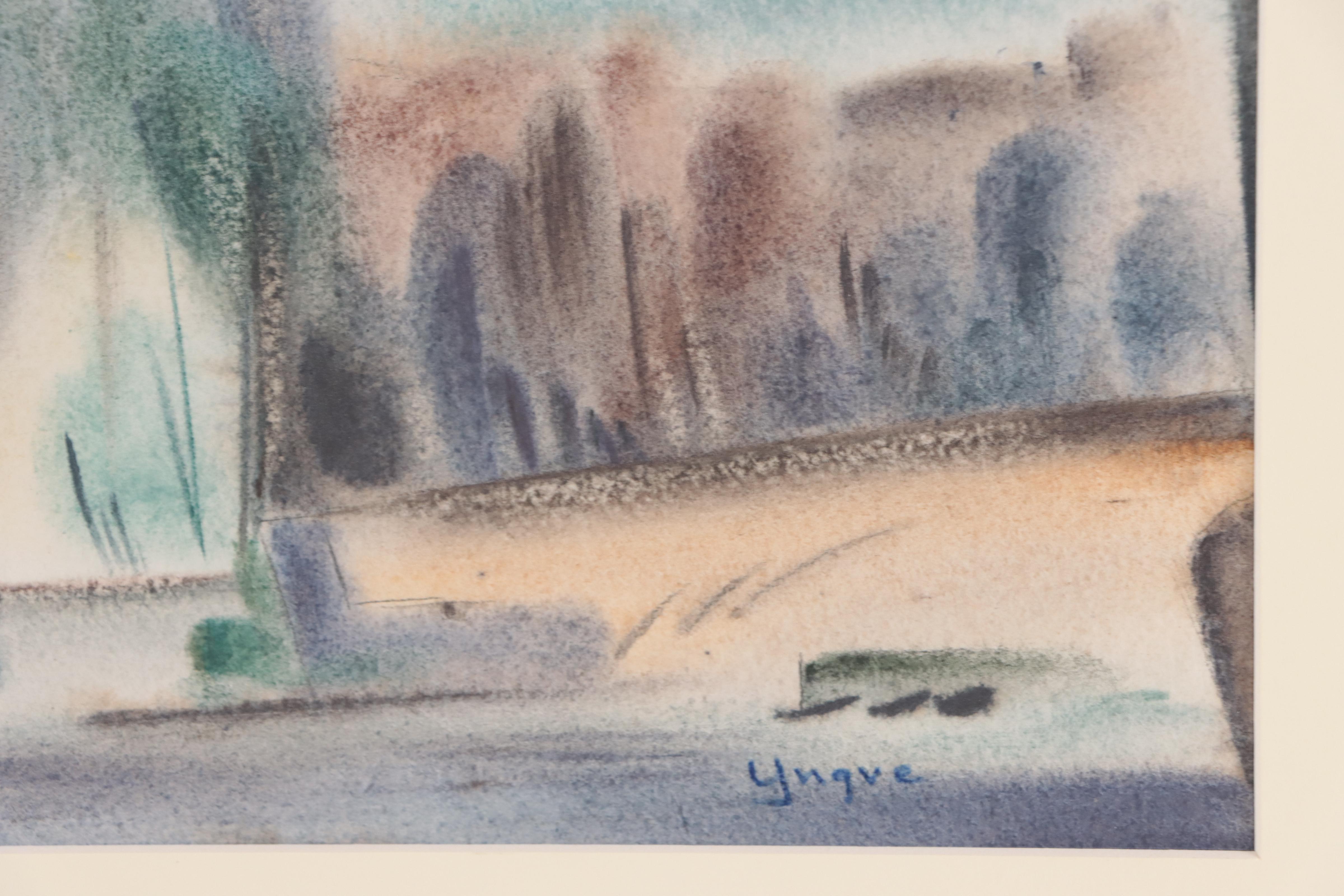 Yngve H. Olsen Landscape Watercolor Painting