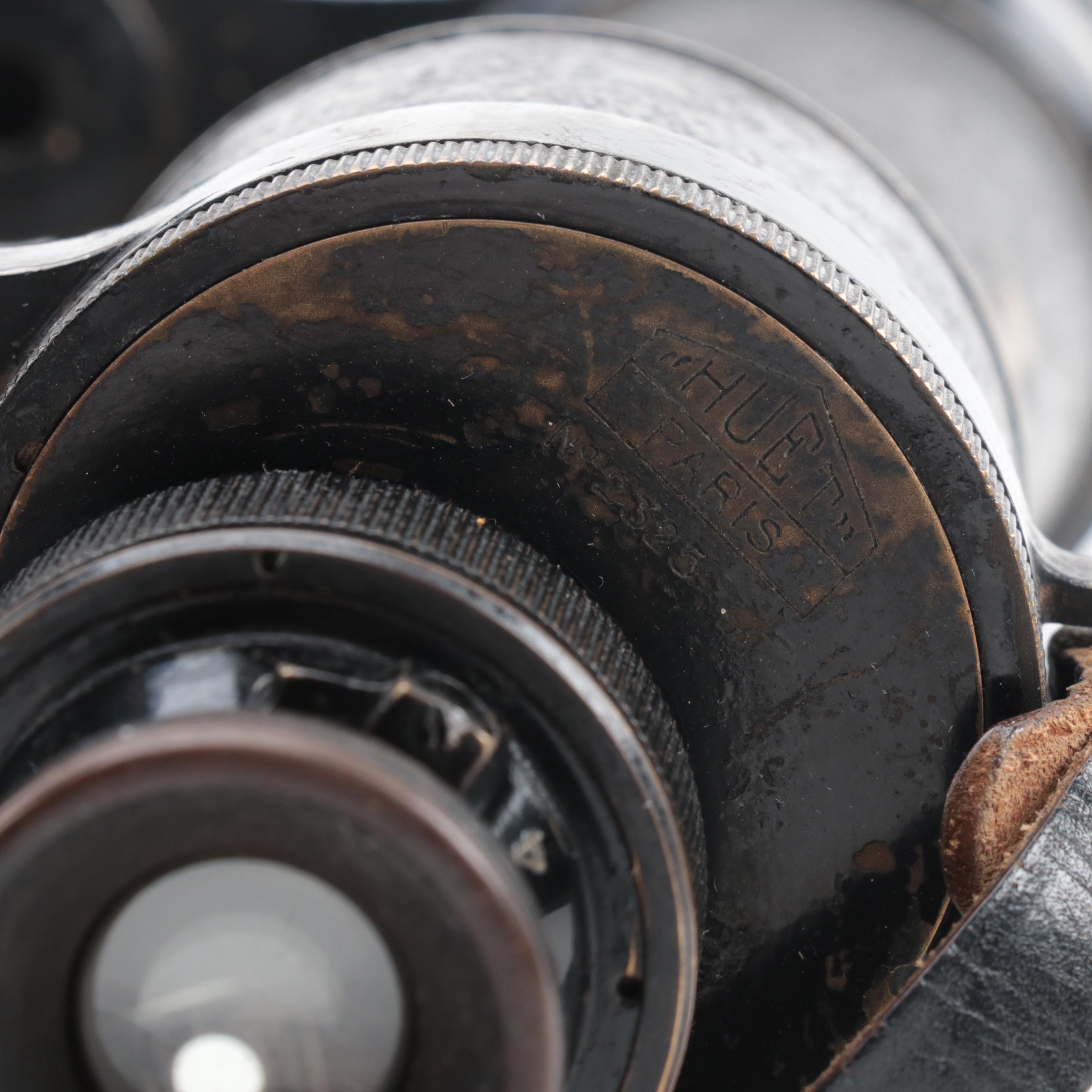 WWII Era Huet Kriegsmarine 12 x 50 Binoculars with Leather Case