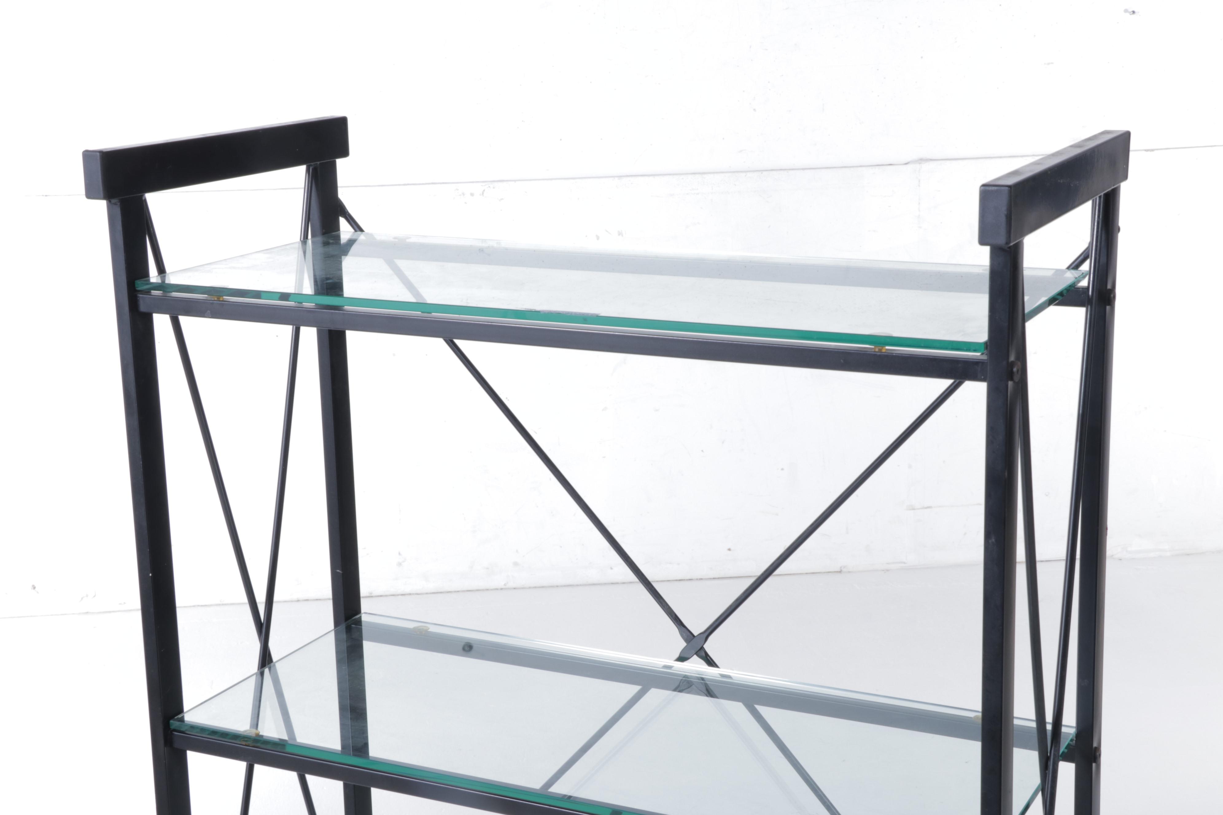 Industrial Five-Tier Bookcase with Glass Shelves