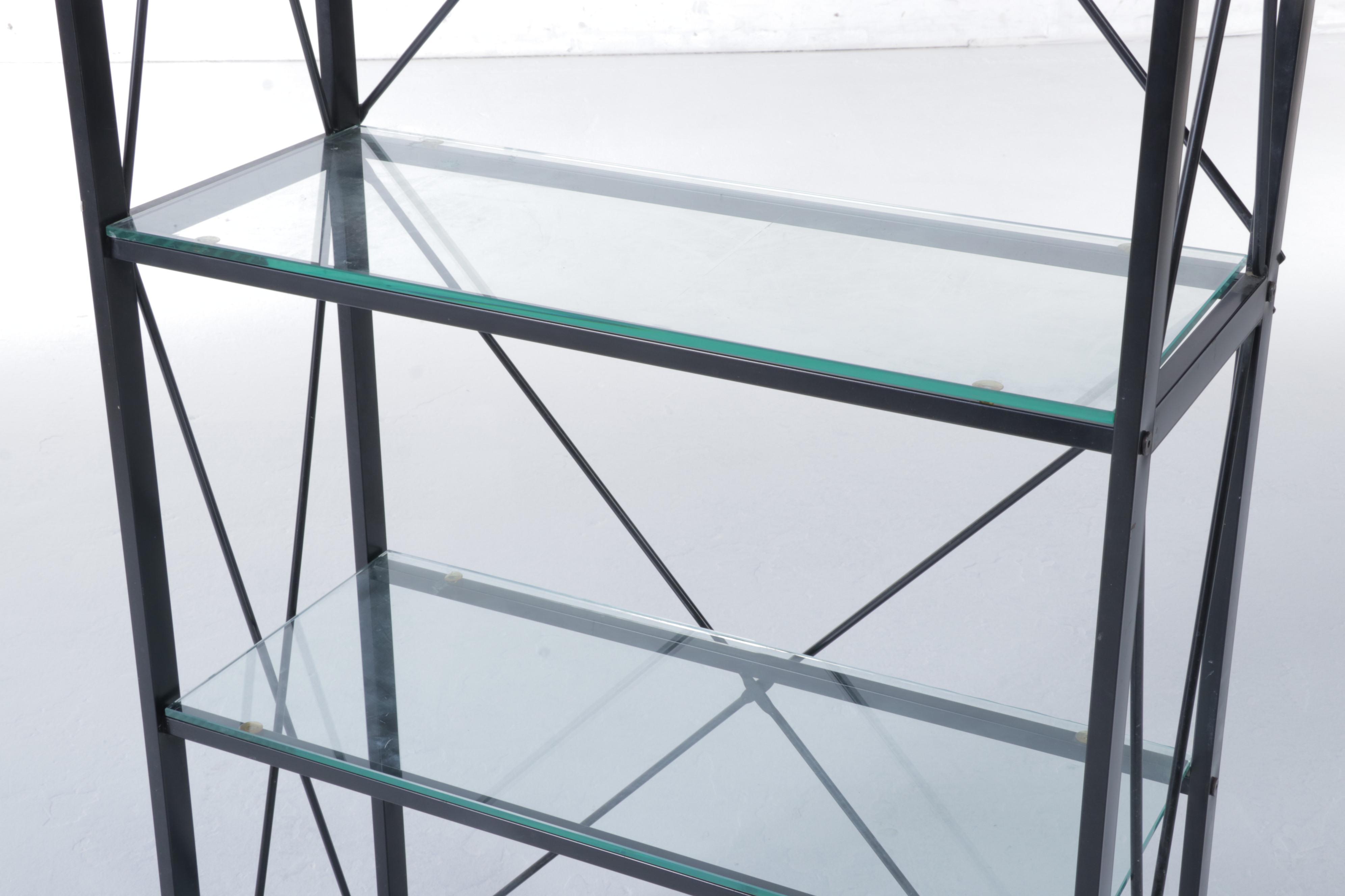 Industrial Five-Tier Bookcase with Glass Shelves