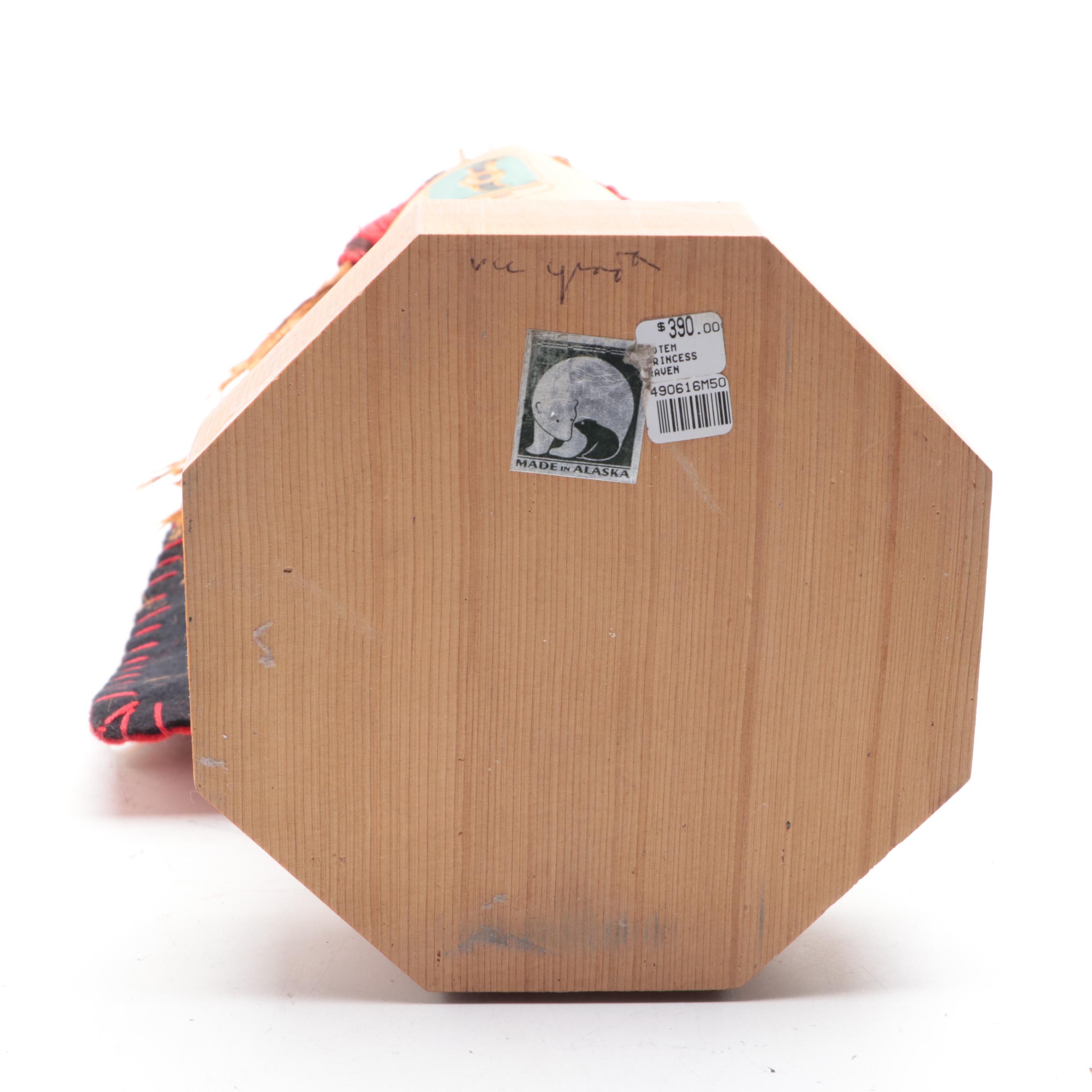 Carved Alaskan Totem Figure of Princess Raven