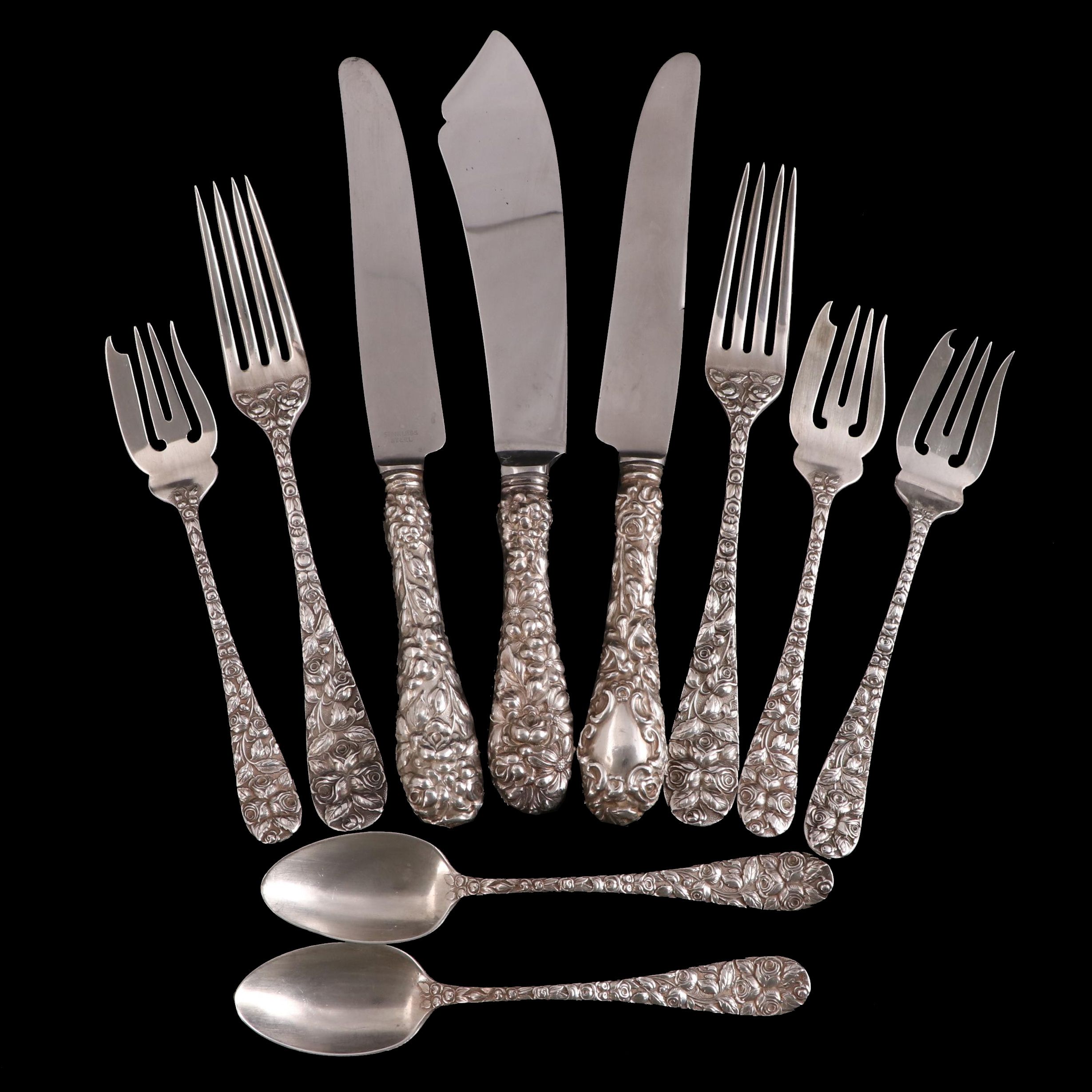 Baltimore/Schofield Sterling Silver "Baltimore Rose" Flatware and Others