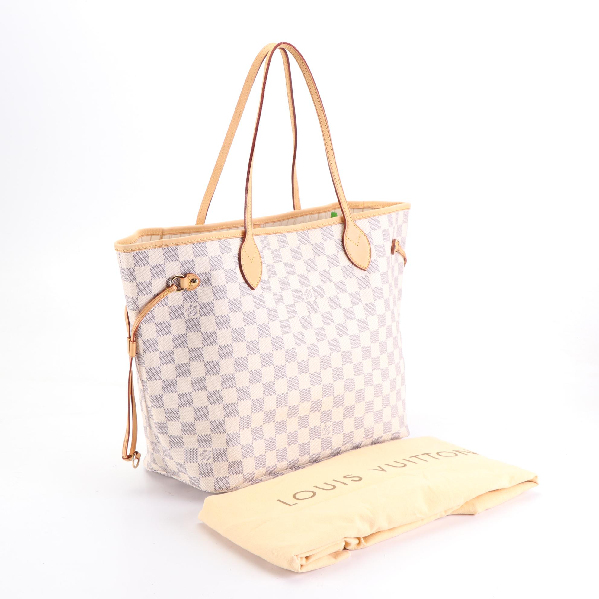 Louis Vuitton Neverfull MM in Damier Azur Canvas and Vachetta Leather