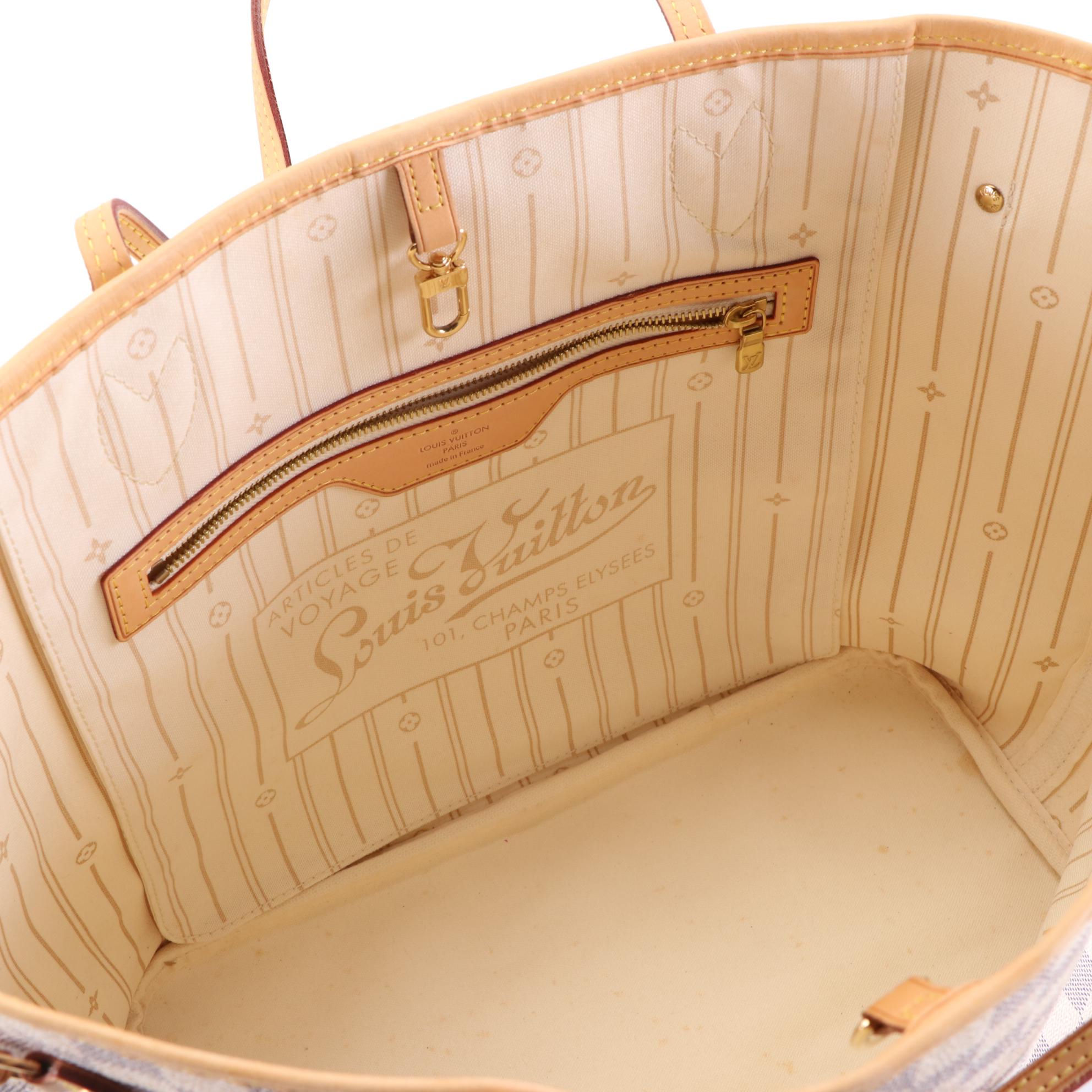 Louis Vuitton Neverfull MM in Damier Azur Canvas and Vachetta Leather