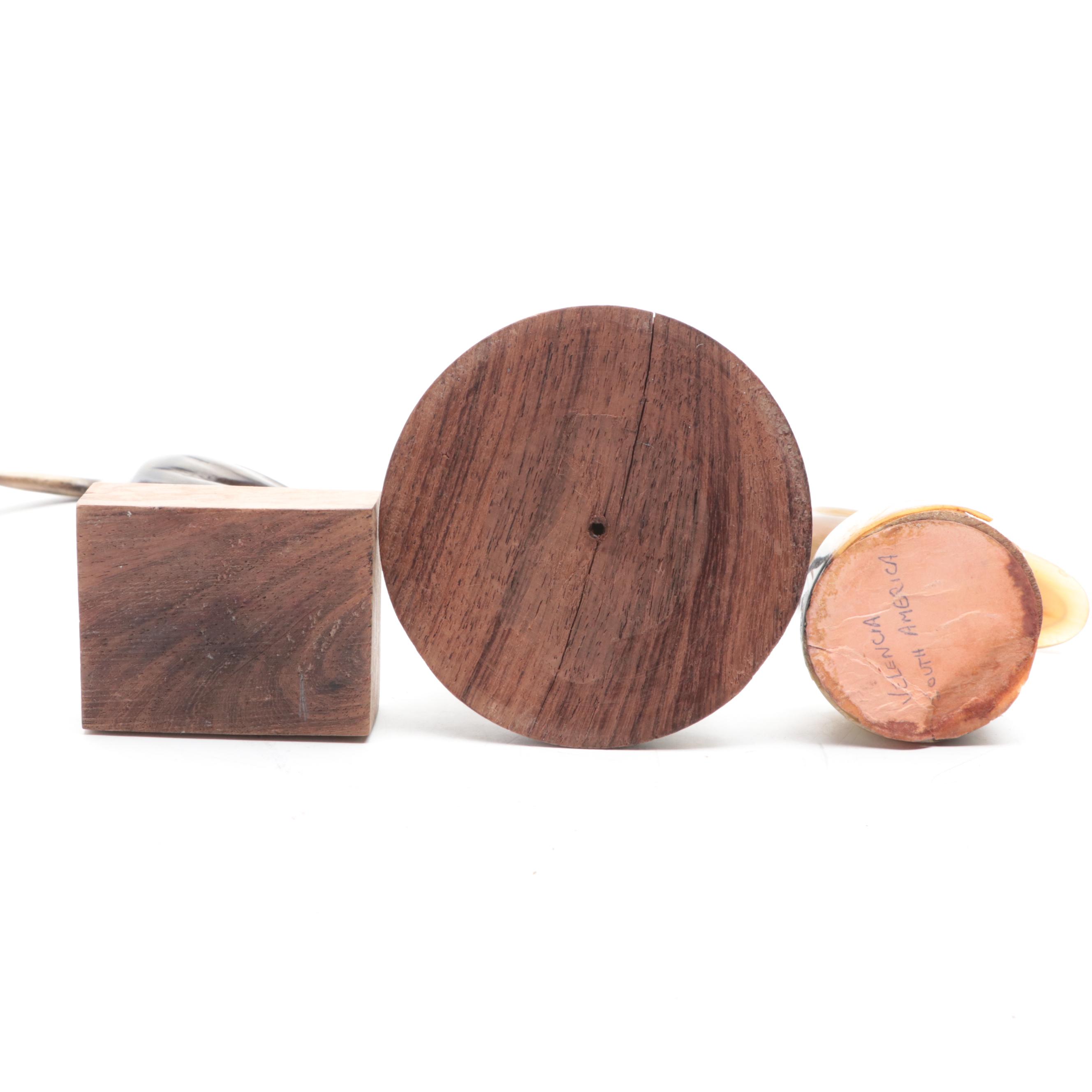 Hand-Carved Horn Stork and Heron Figurines