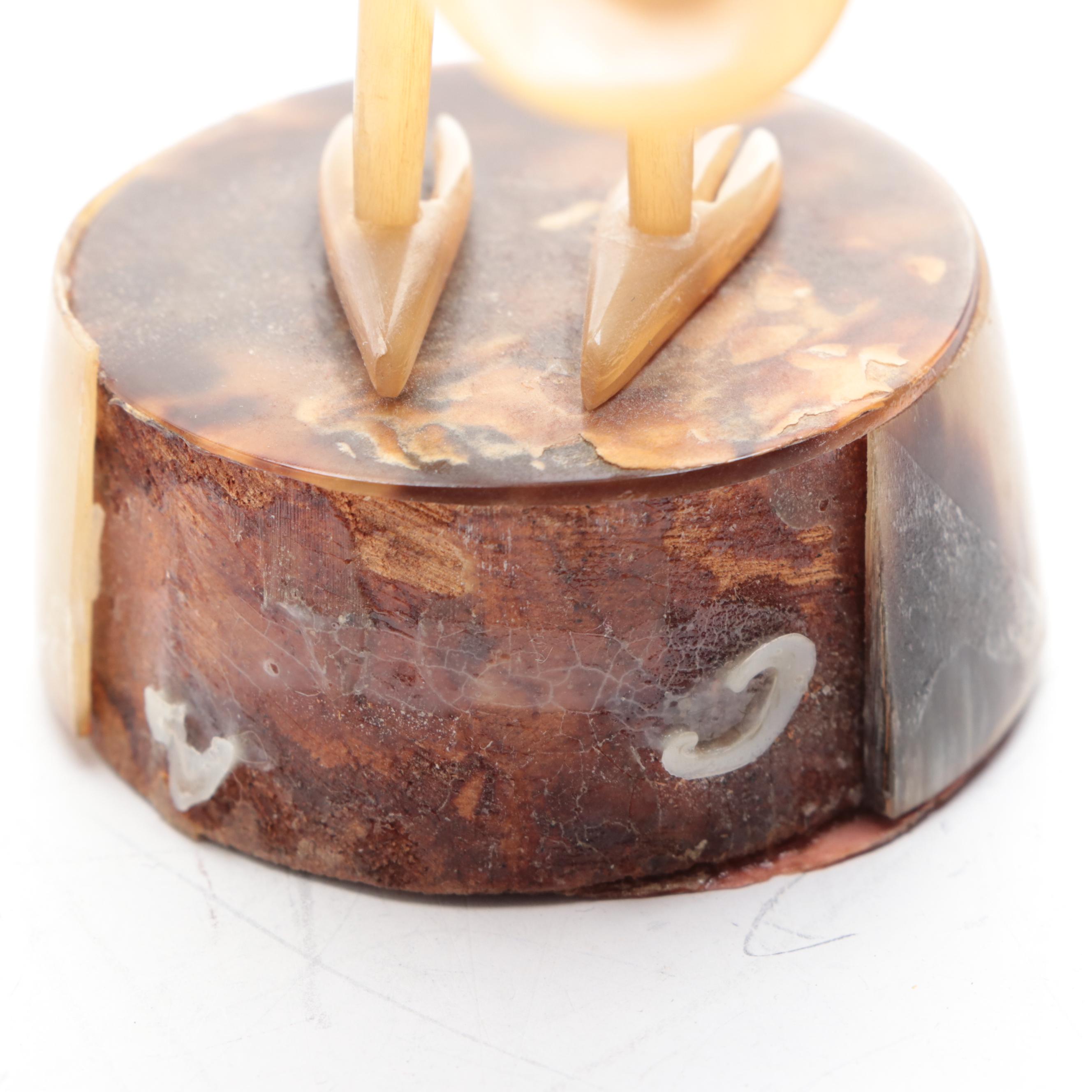 Hand-Carved Horn Stork and Heron Figurines