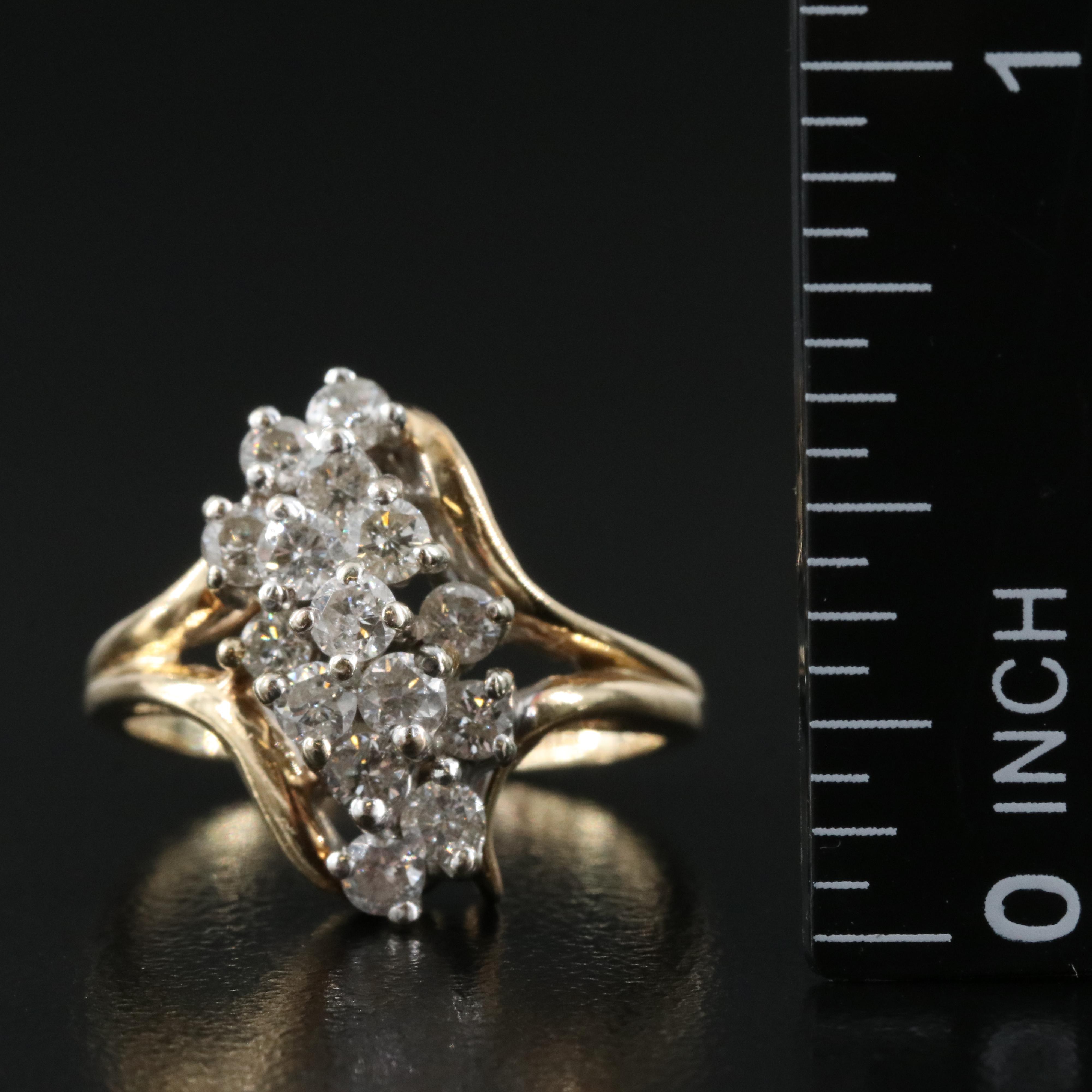 14K 0.87 CTW Diamond Cluster RIng