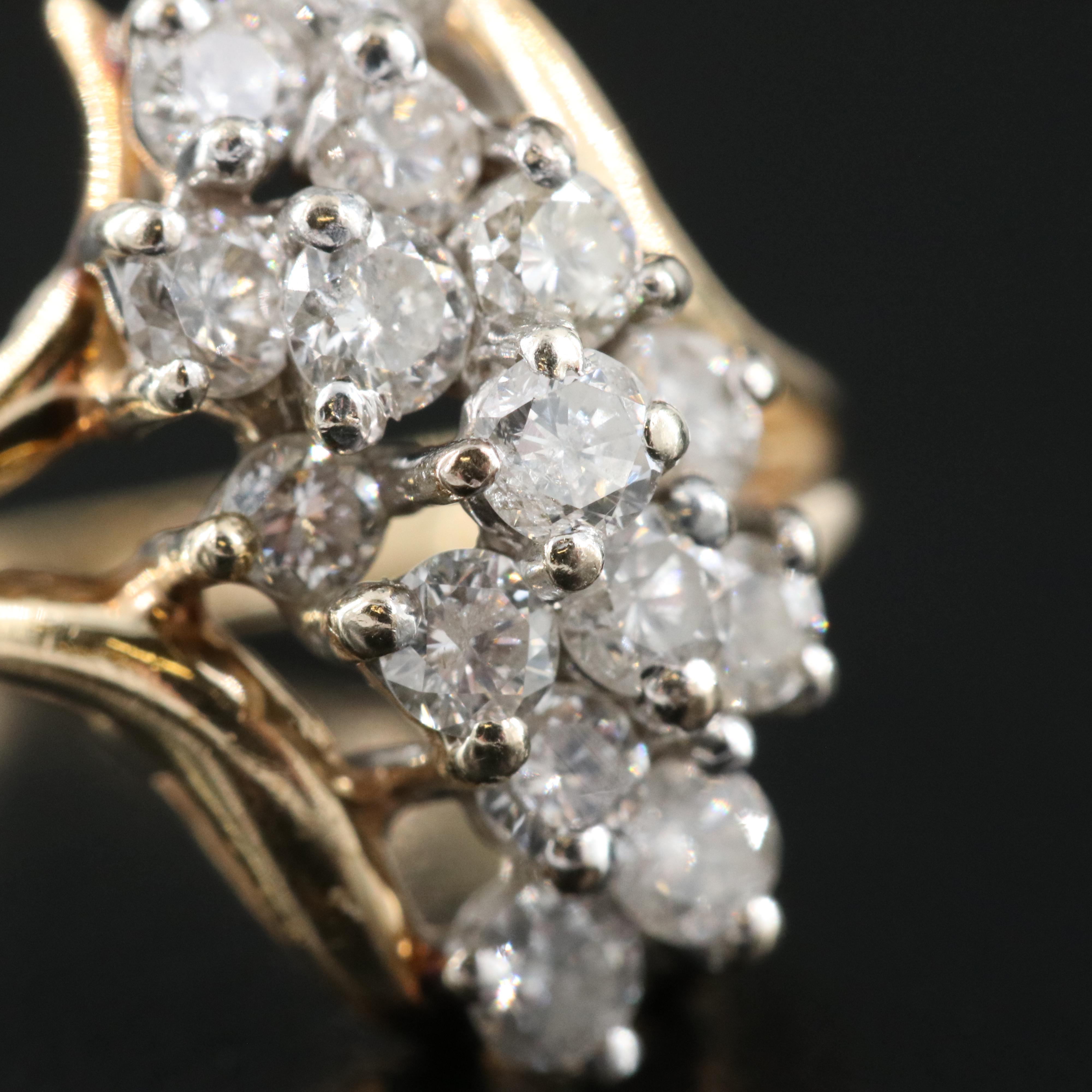 14K 0.87 CTW Diamond Cluster RIng