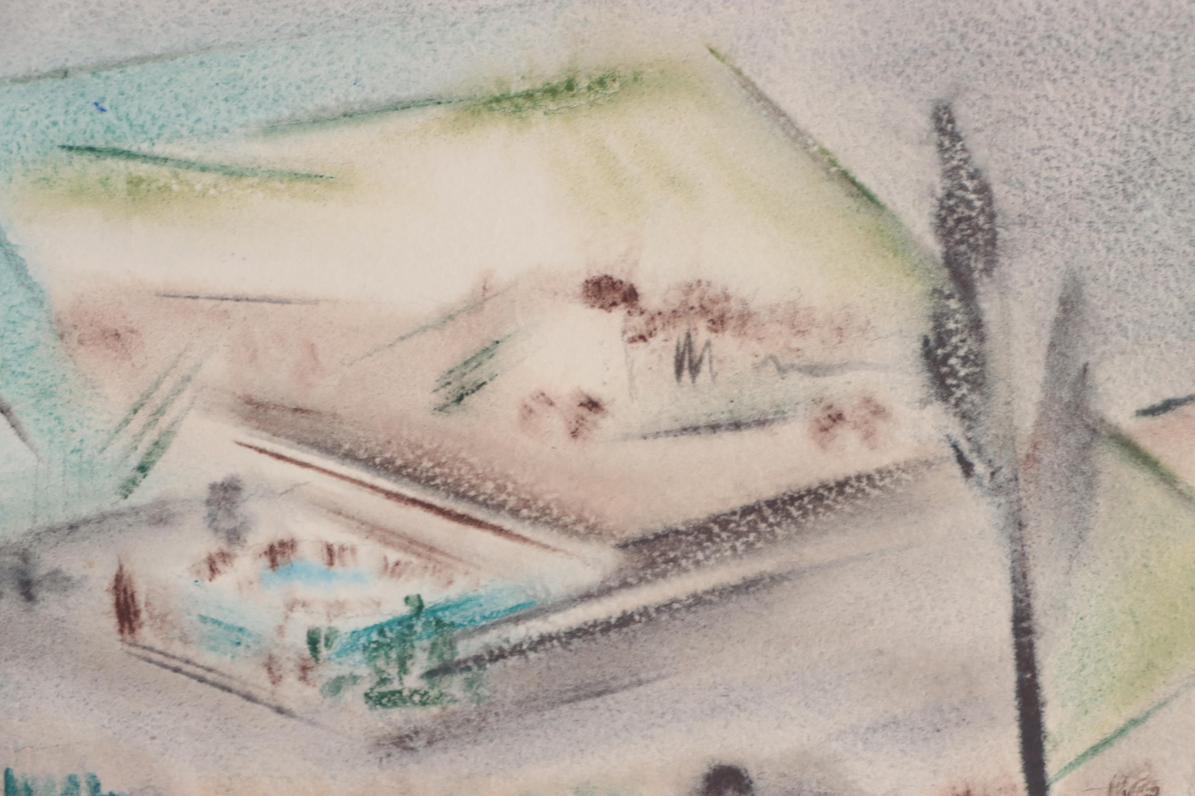 Yngve H. Olsen Landscape Watercolor Painting