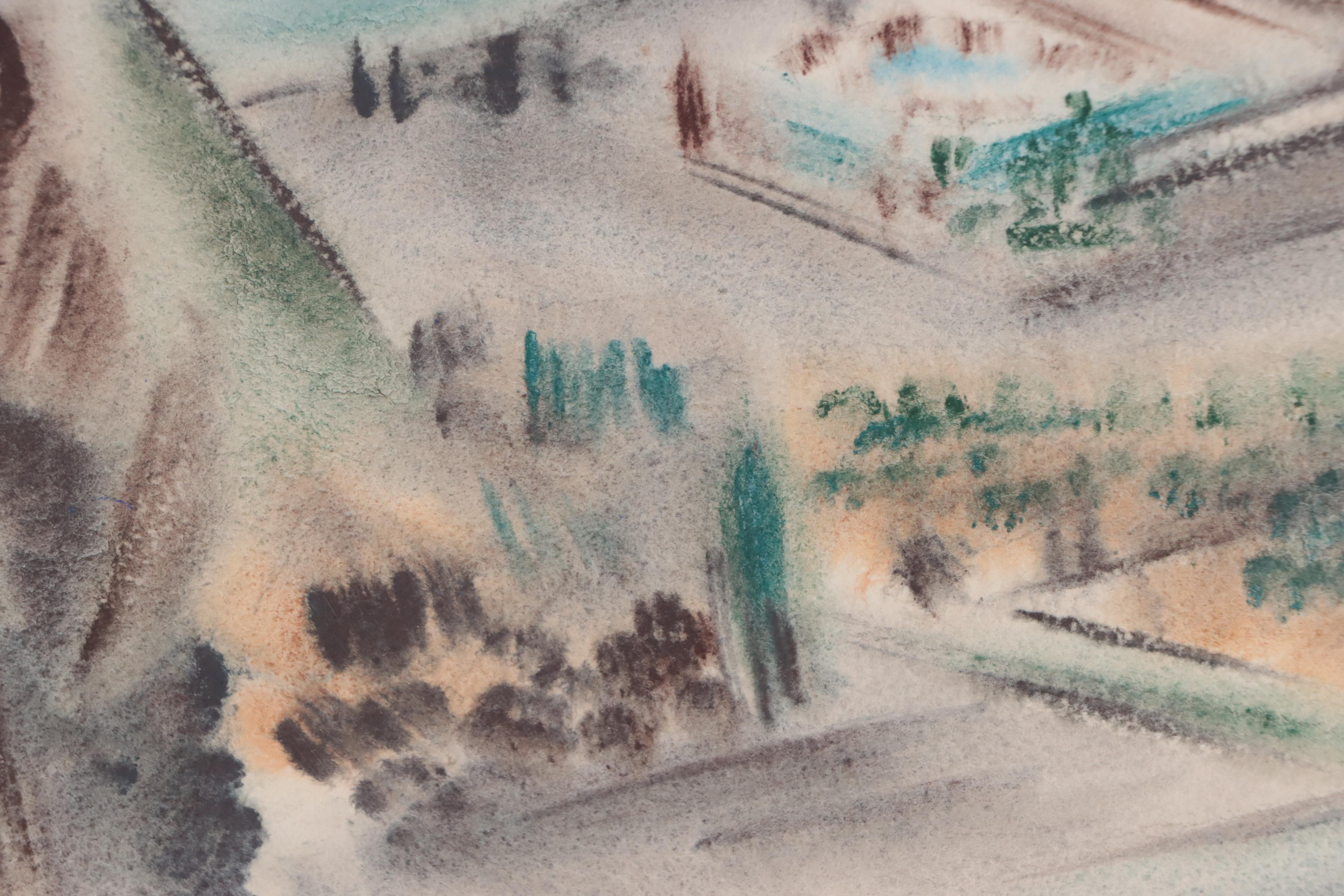 Yngve H. Olsen Landscape Watercolor Painting