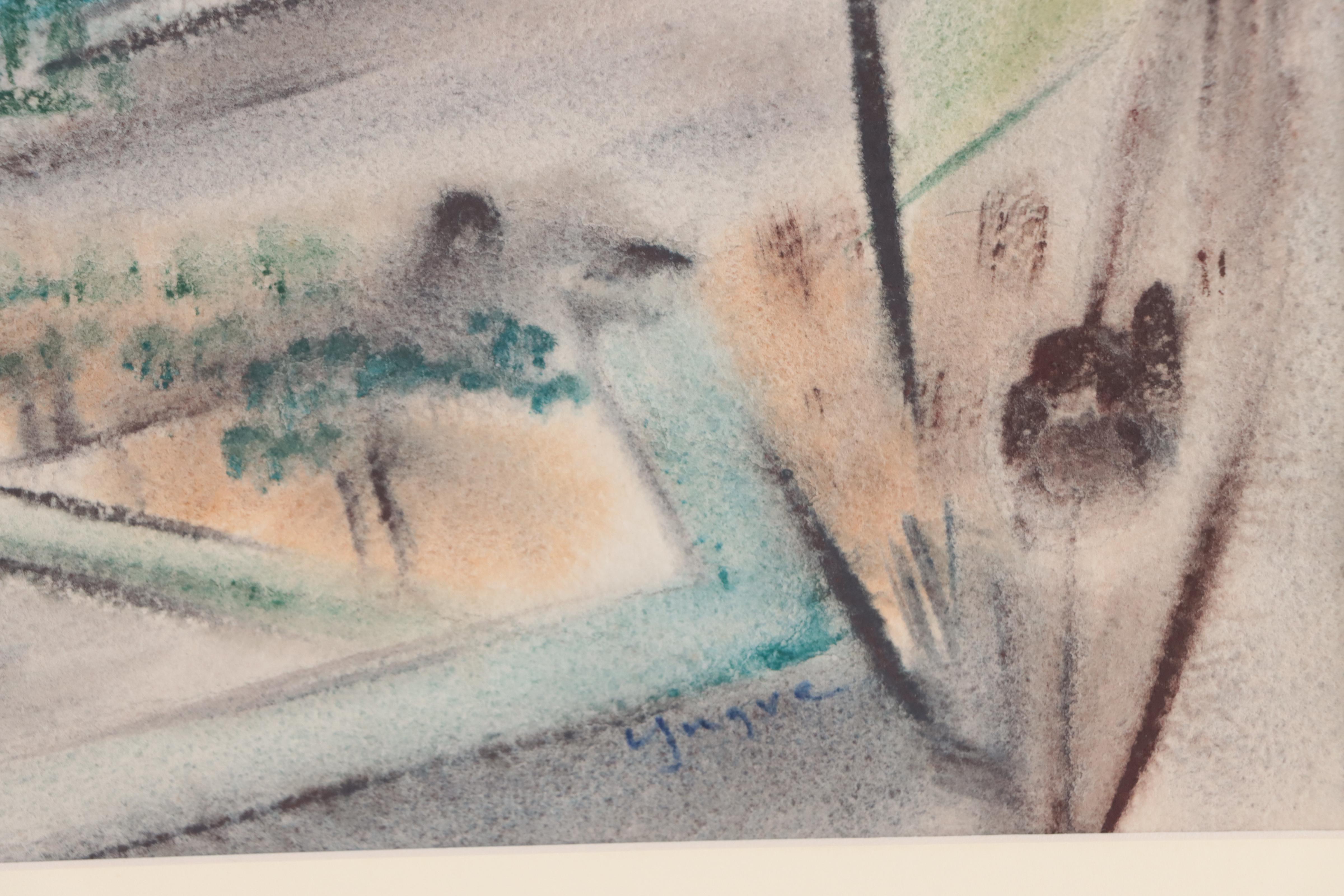 Yngve H. Olsen Landscape Watercolor Painting