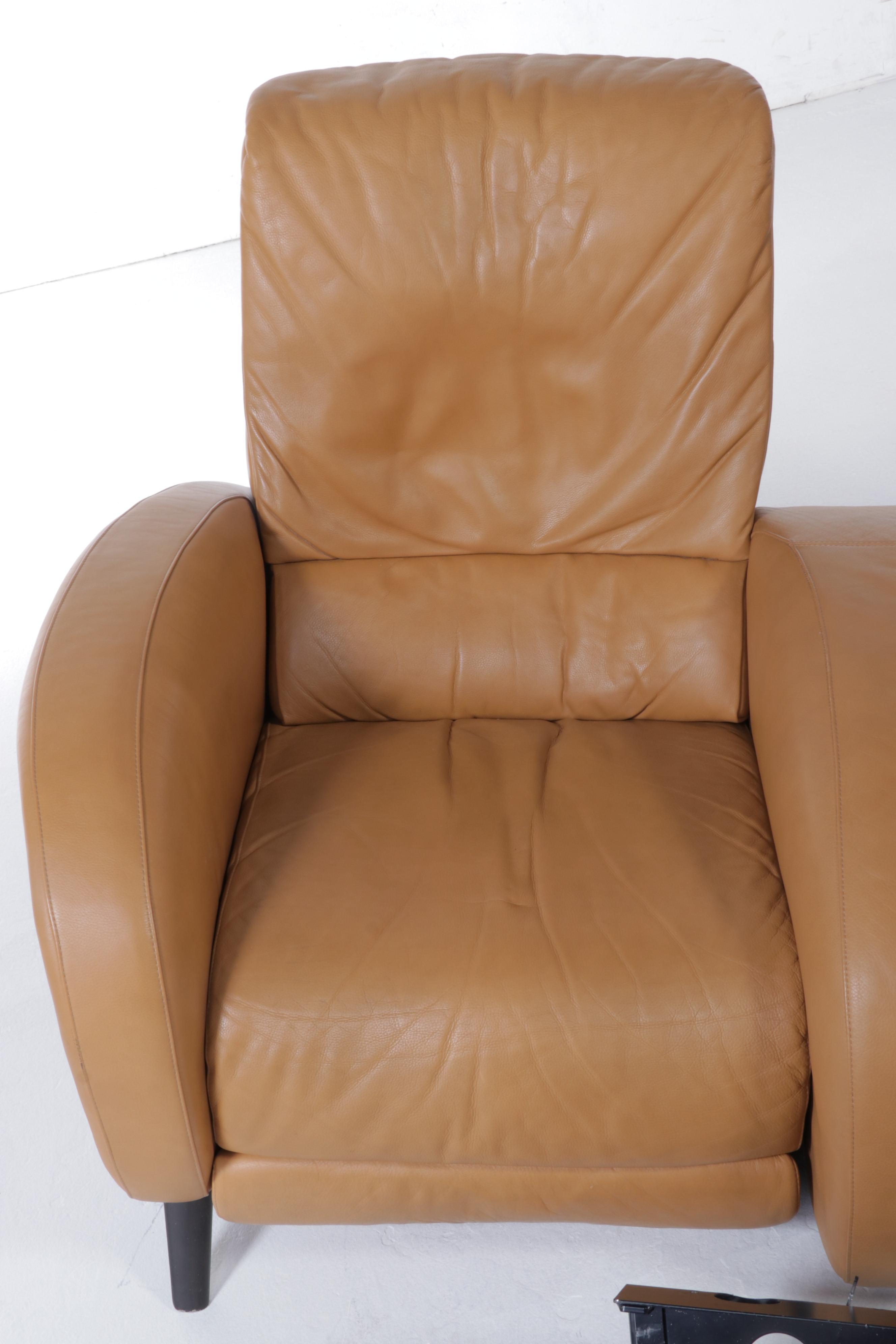 Natuzzi Leather Three-Seat Power Reclining Home Theater Sofa