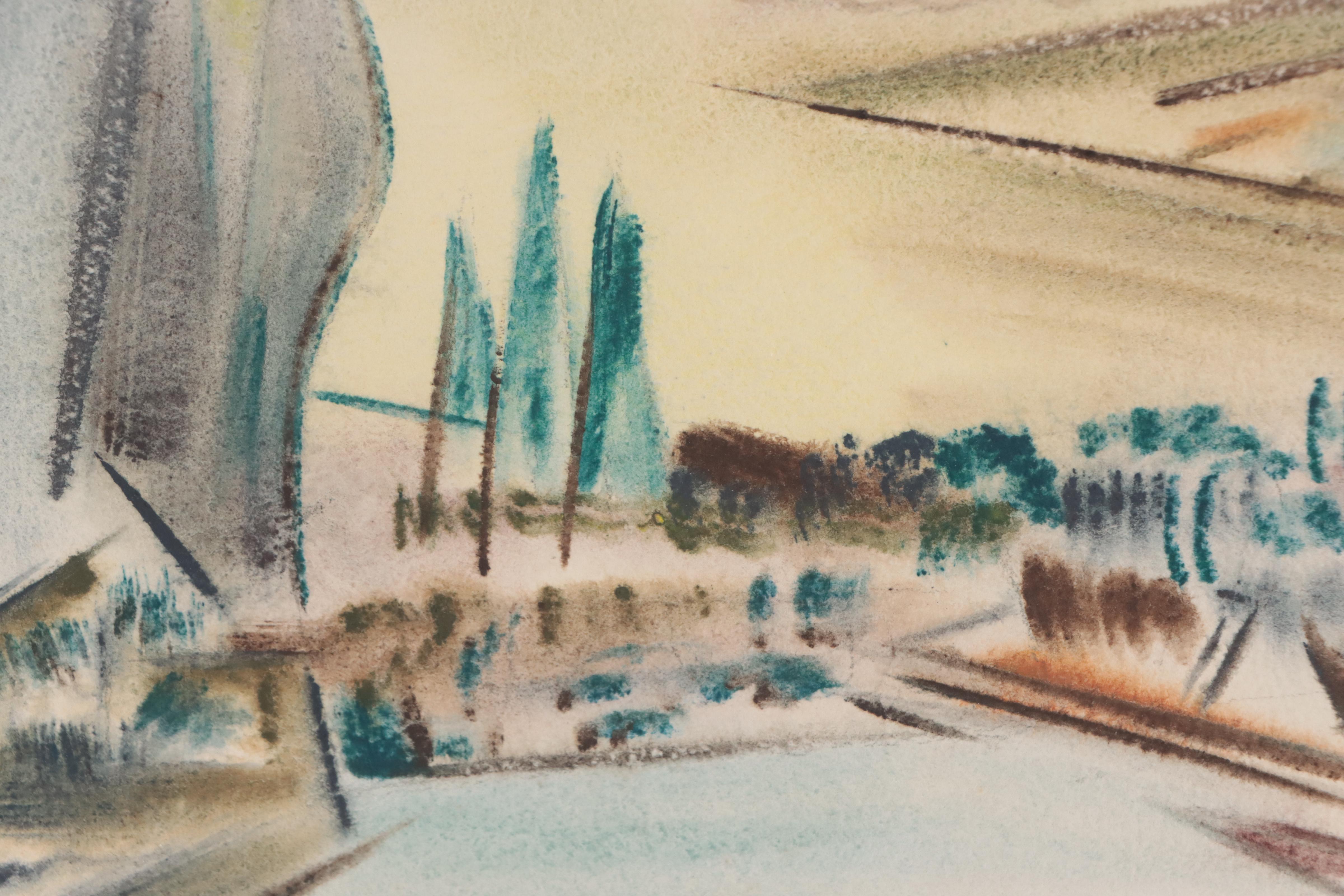 Yngve H. Olsen Landscape Watercolor Painting