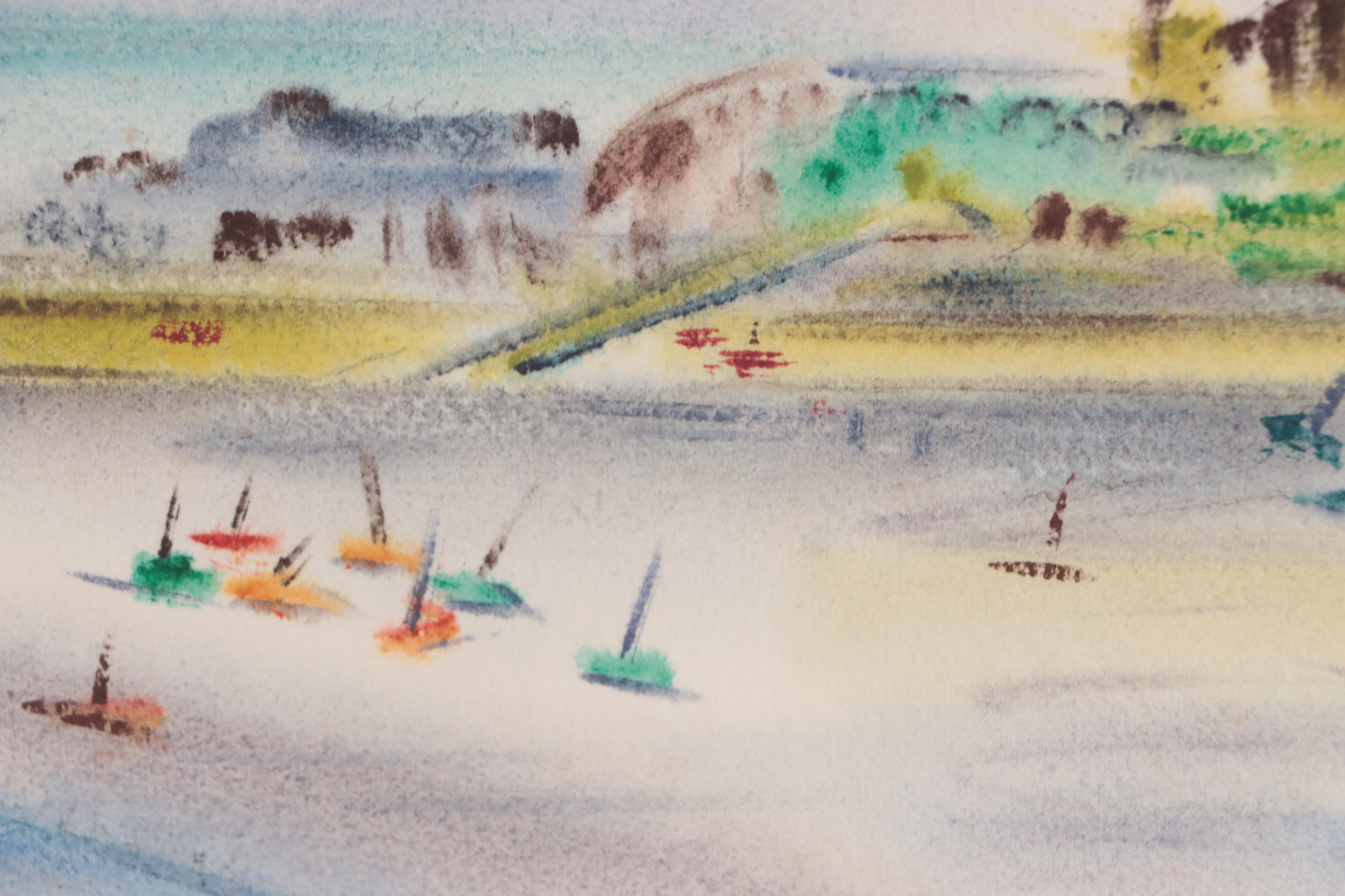 Yngve H. Olsen Watercolor Painting of Coast