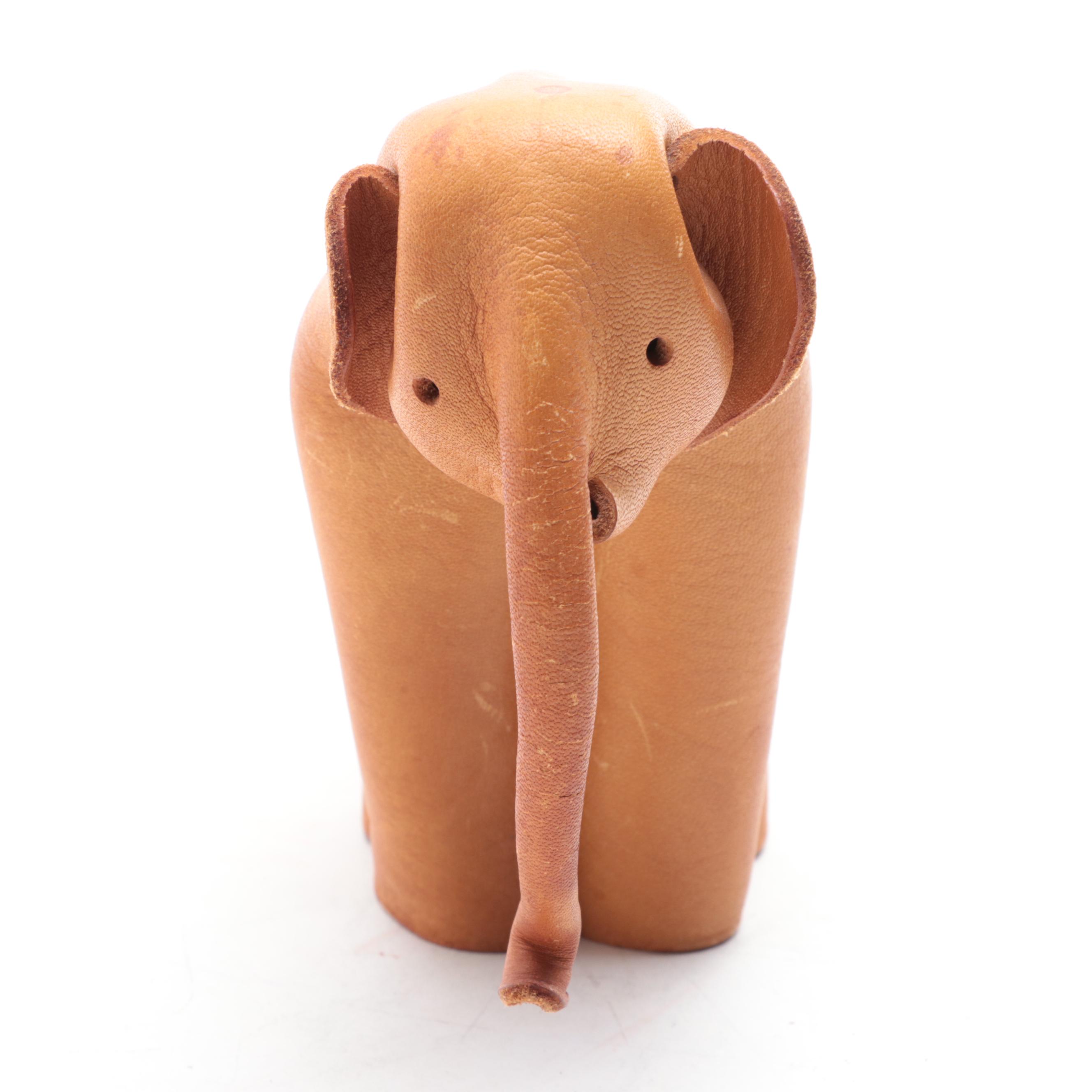 Deru Germany One-Piece Tan Leather Elephant Figure