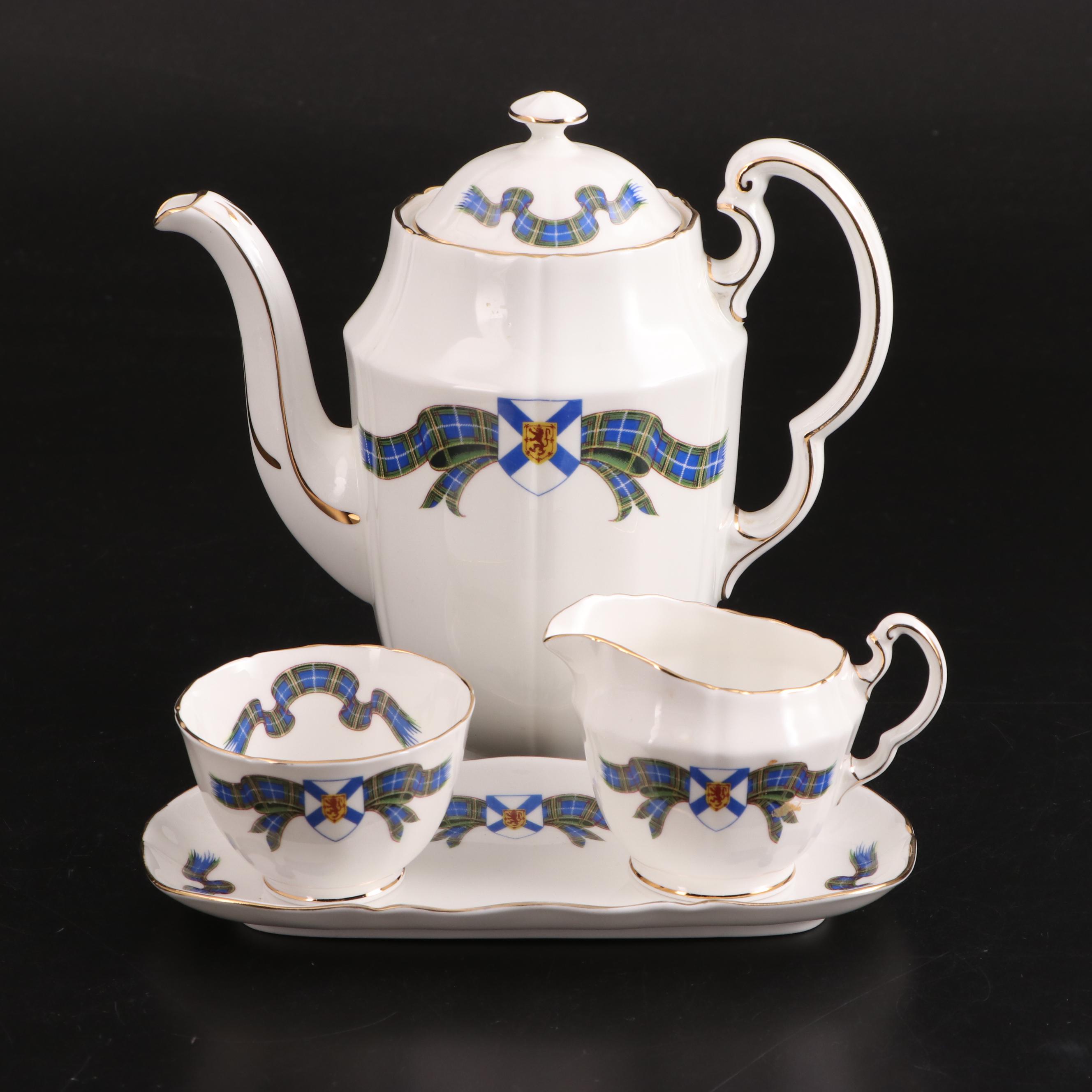 Adderley English Bone China "Nova Scotia Tartan" Tea Set and Other Tableware