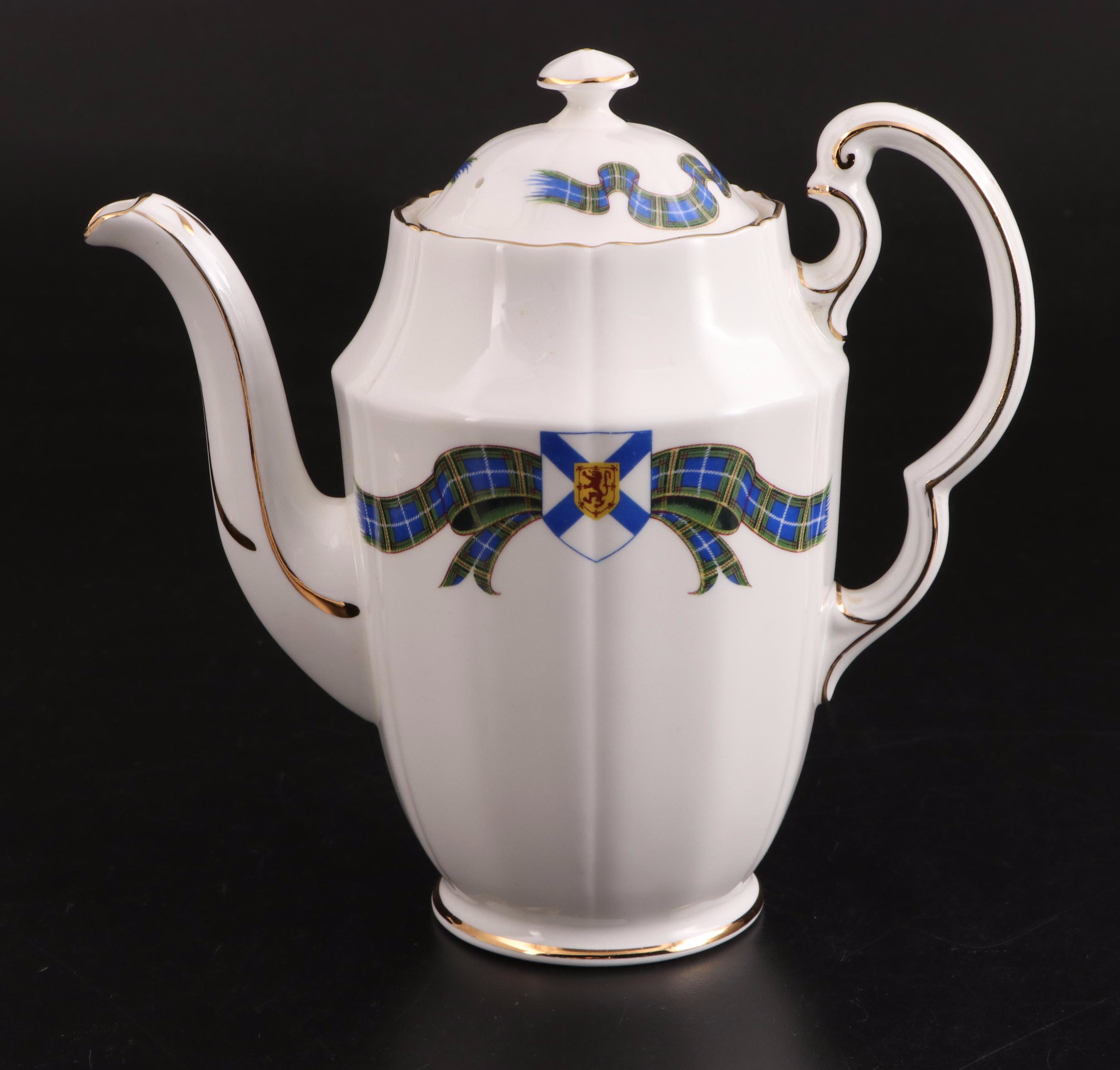 Adderley English Bone China "Nova Scotia Tartan" Tea Set and Other Tableware