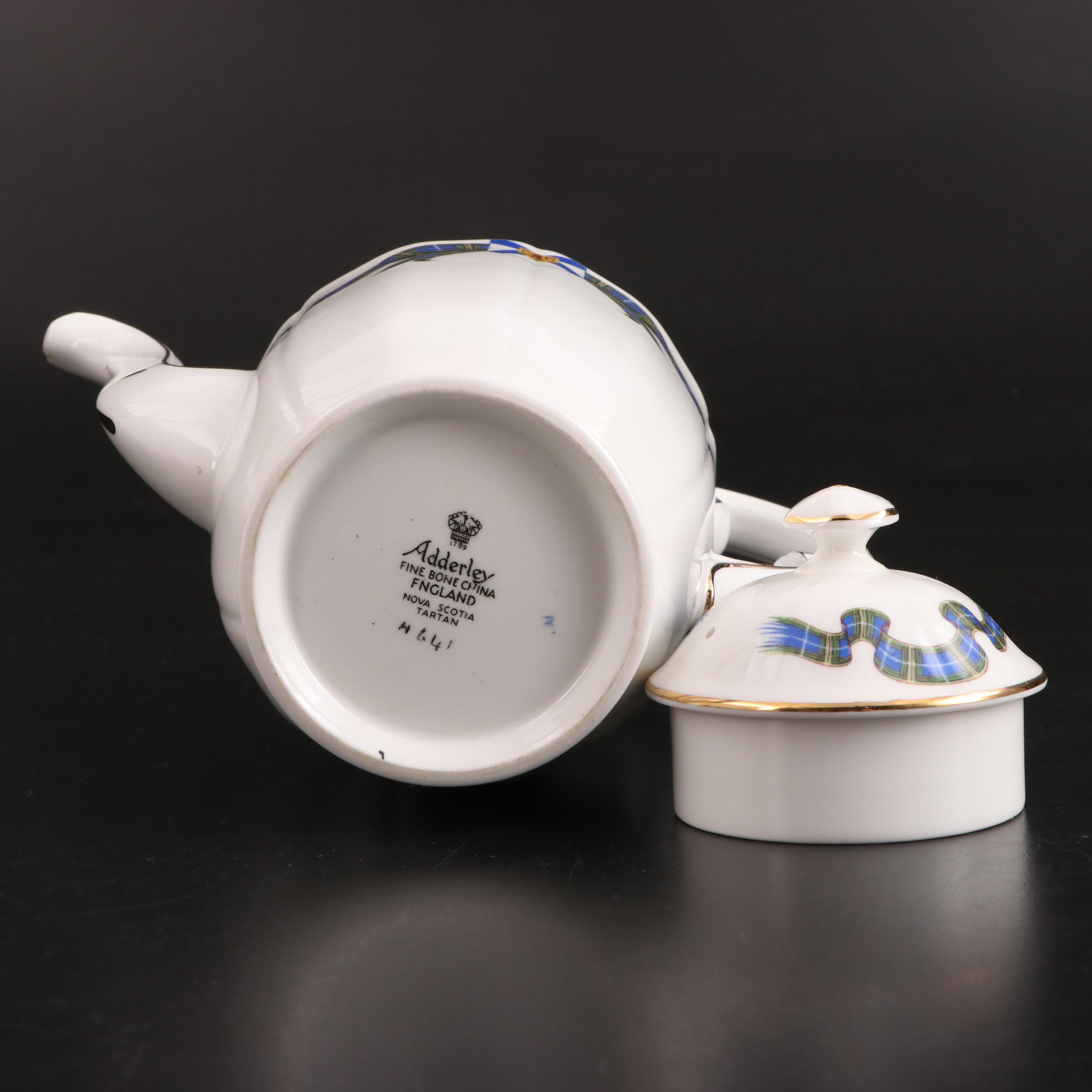 Adderley English Bone China "Nova Scotia Tartan" Tea Set and Other Tableware