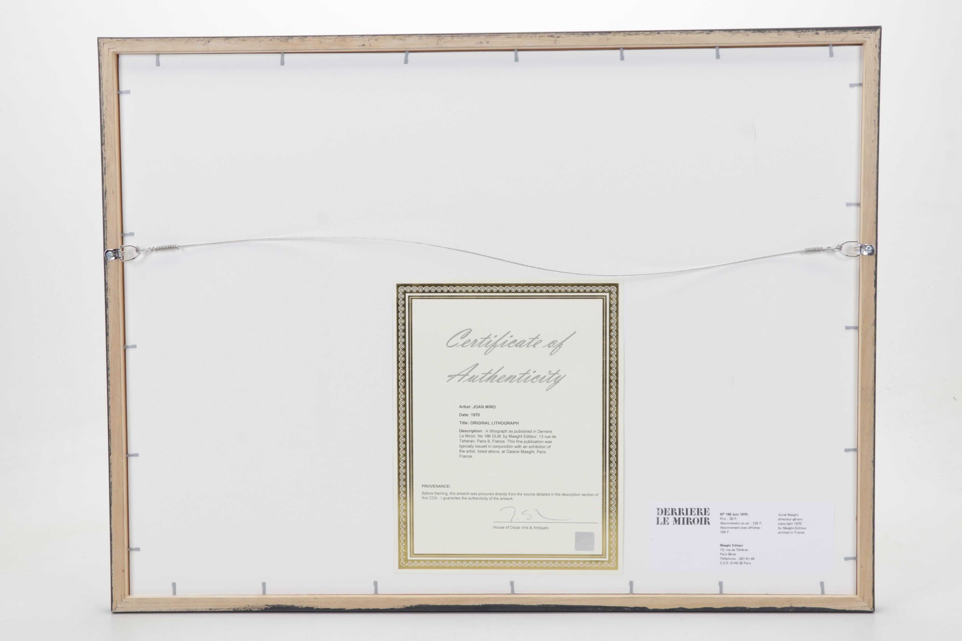 Joan Miró Double-Page Color Lithograph for "Derrière le Miroir," 1970