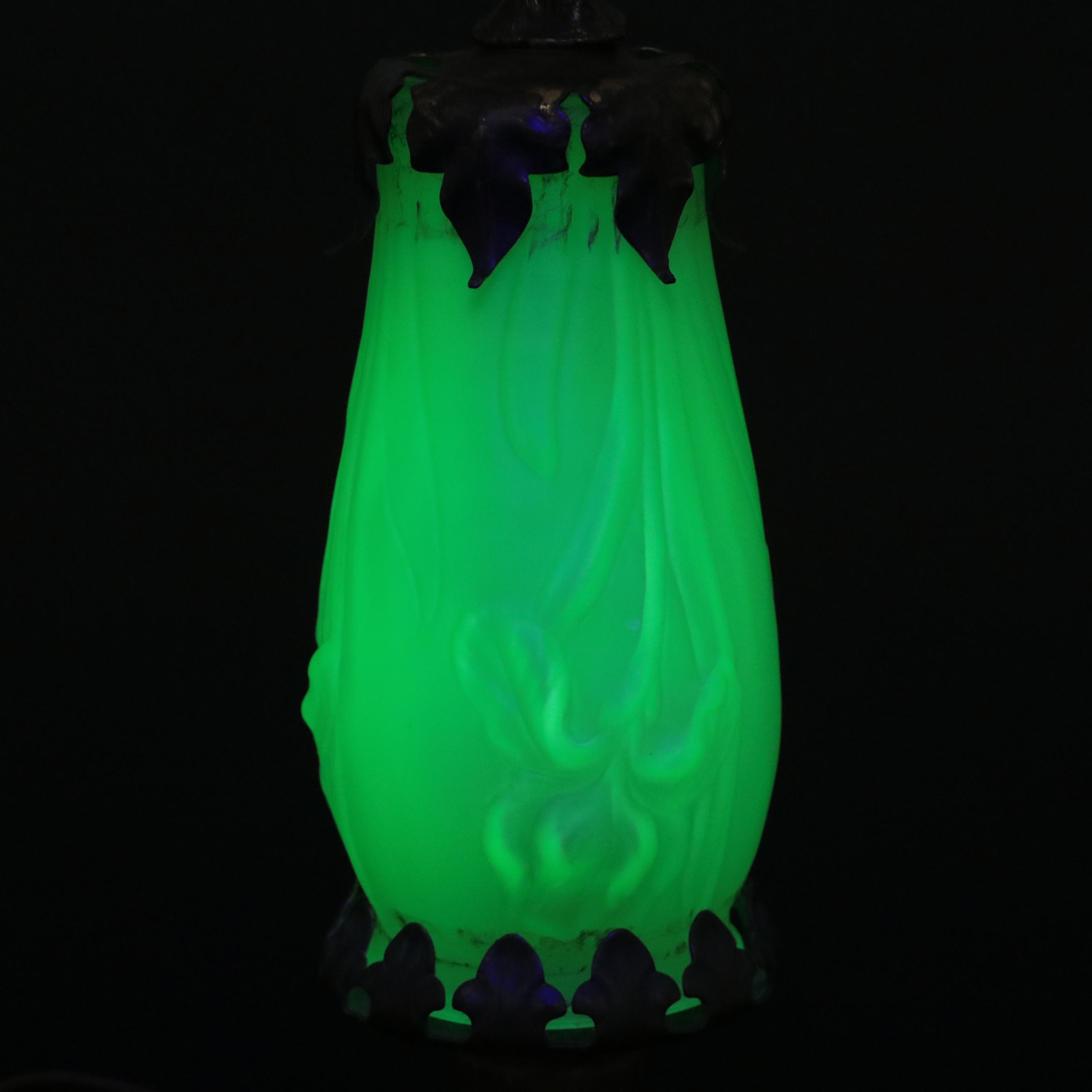 Pair of Victorian Style Boudoir Lamps with Satin Uranium Glass Shades, 1930s