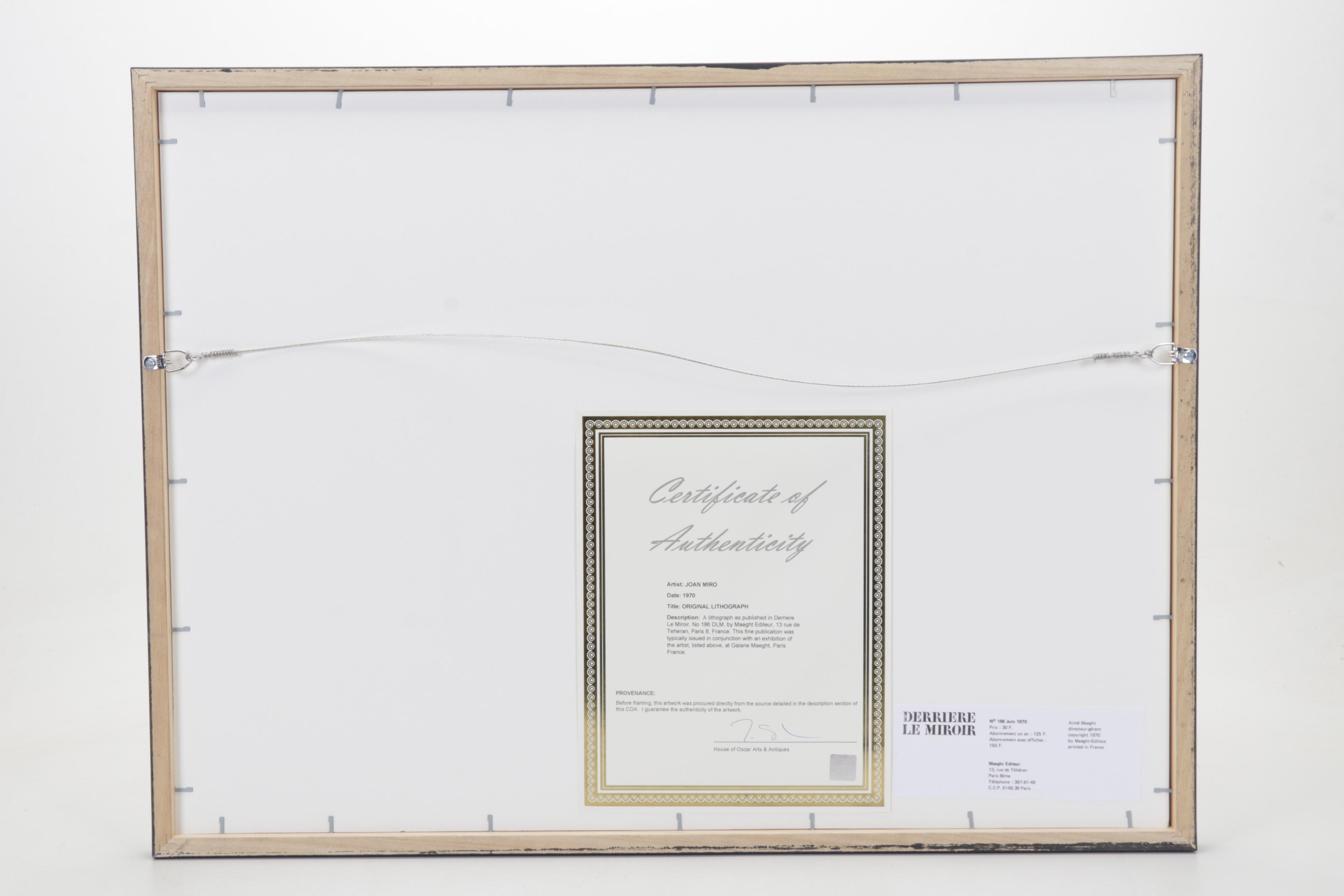 Joan Miró Double-Page Color Lithograph for "Derrière le Miroir," 1970