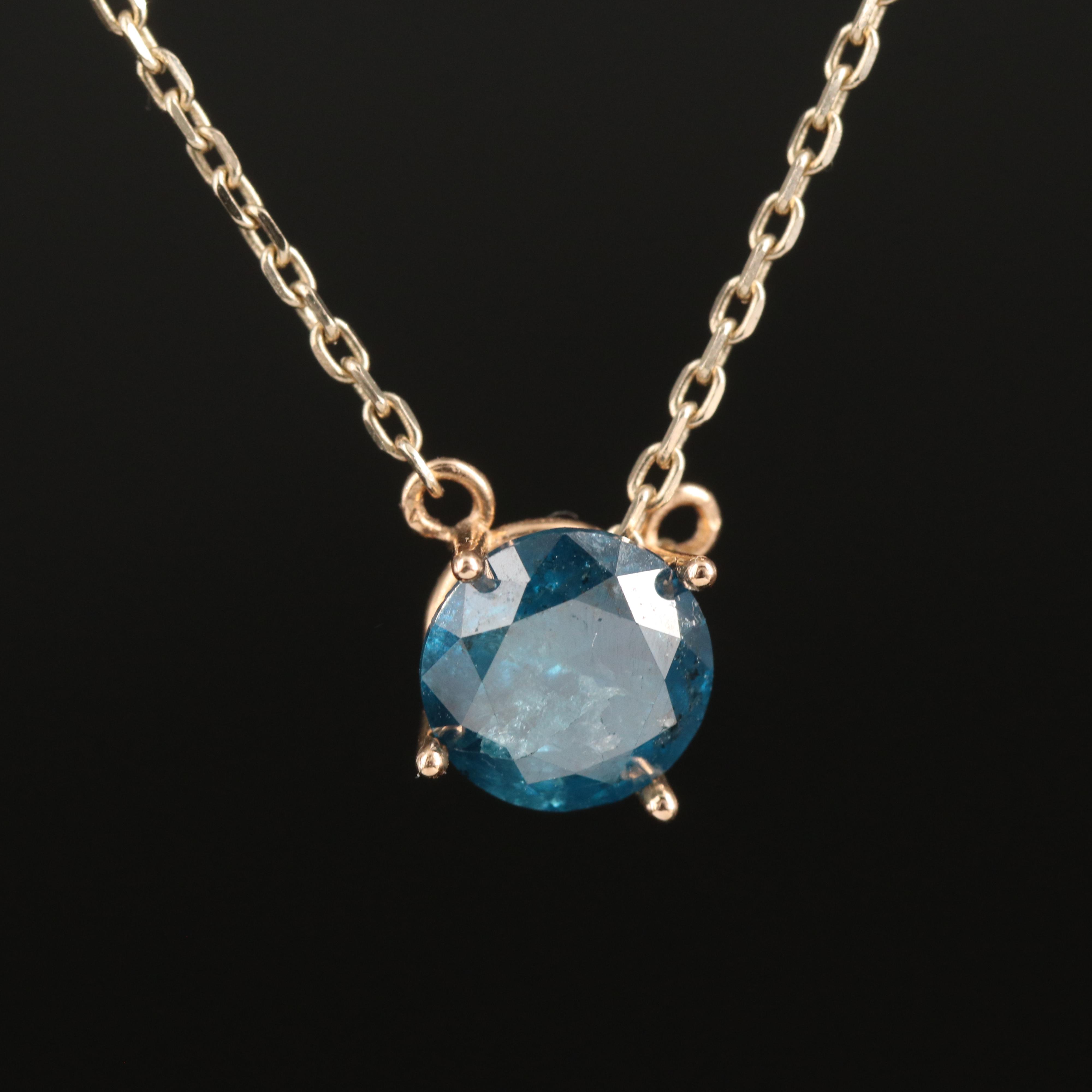 14K 0.93 CT Diamond Solitaire Necklace