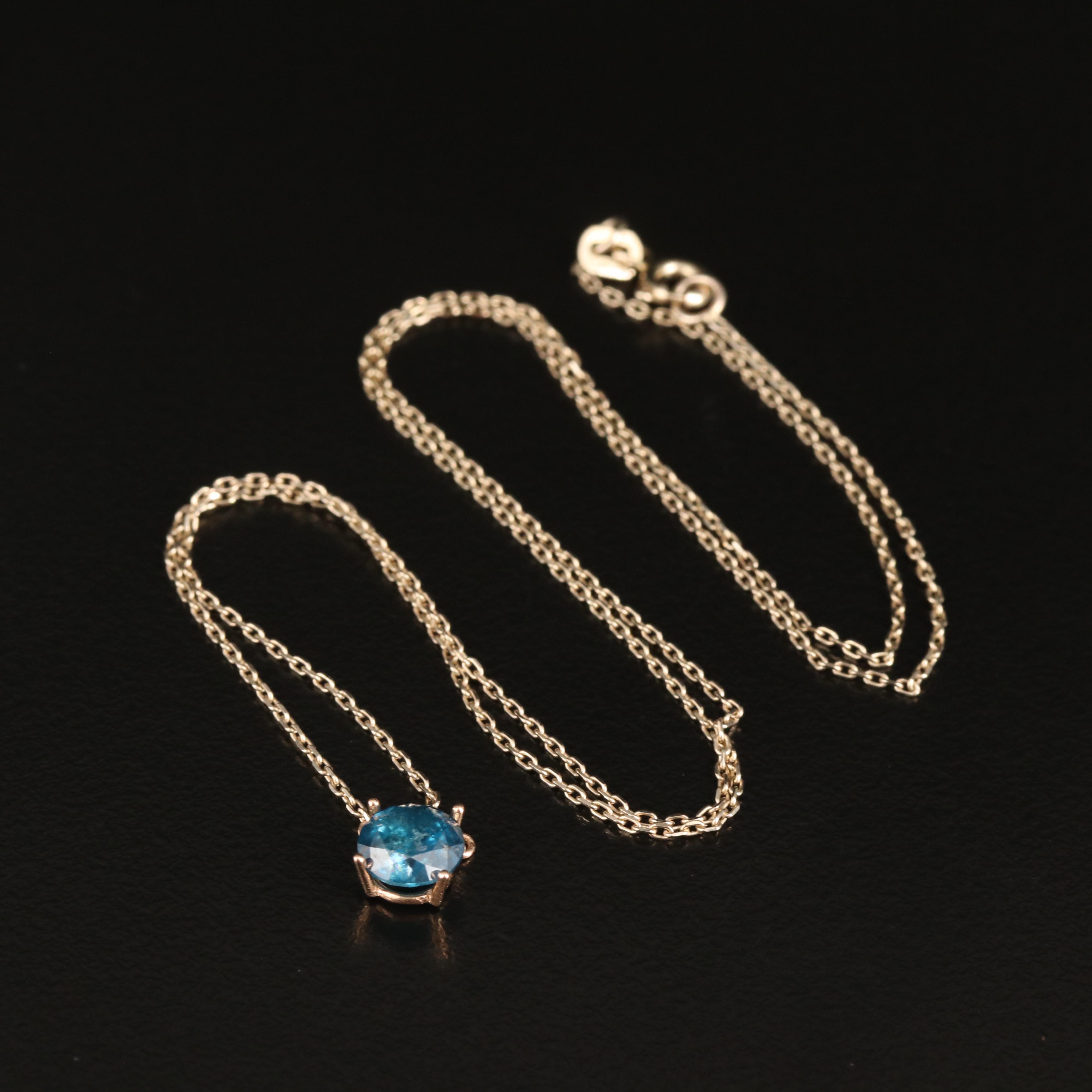 14K 0.93 CT Diamond Solitaire Necklace