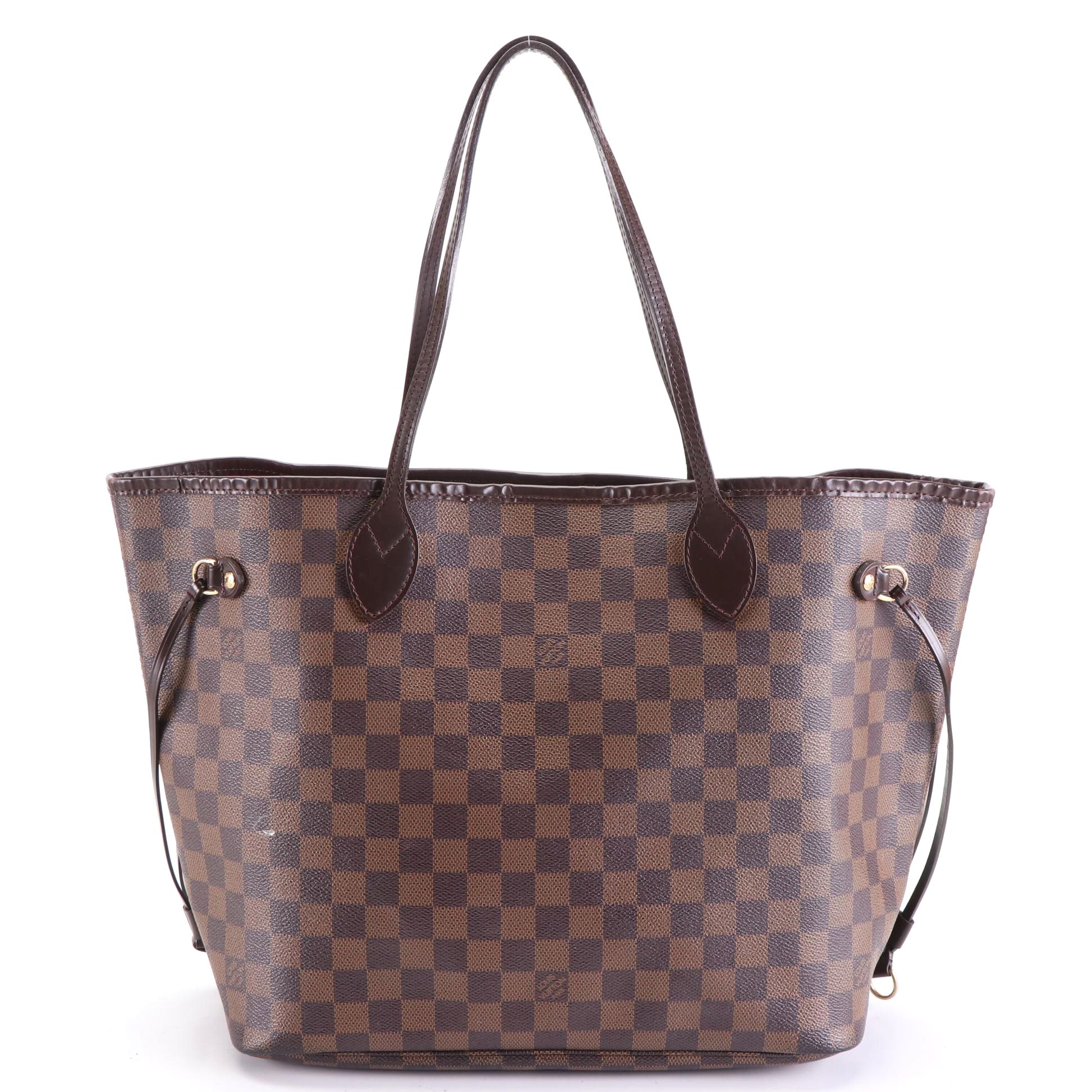 Louis Vuitton Neverfull MM Tote in Damier Ebene Canvas and Leather