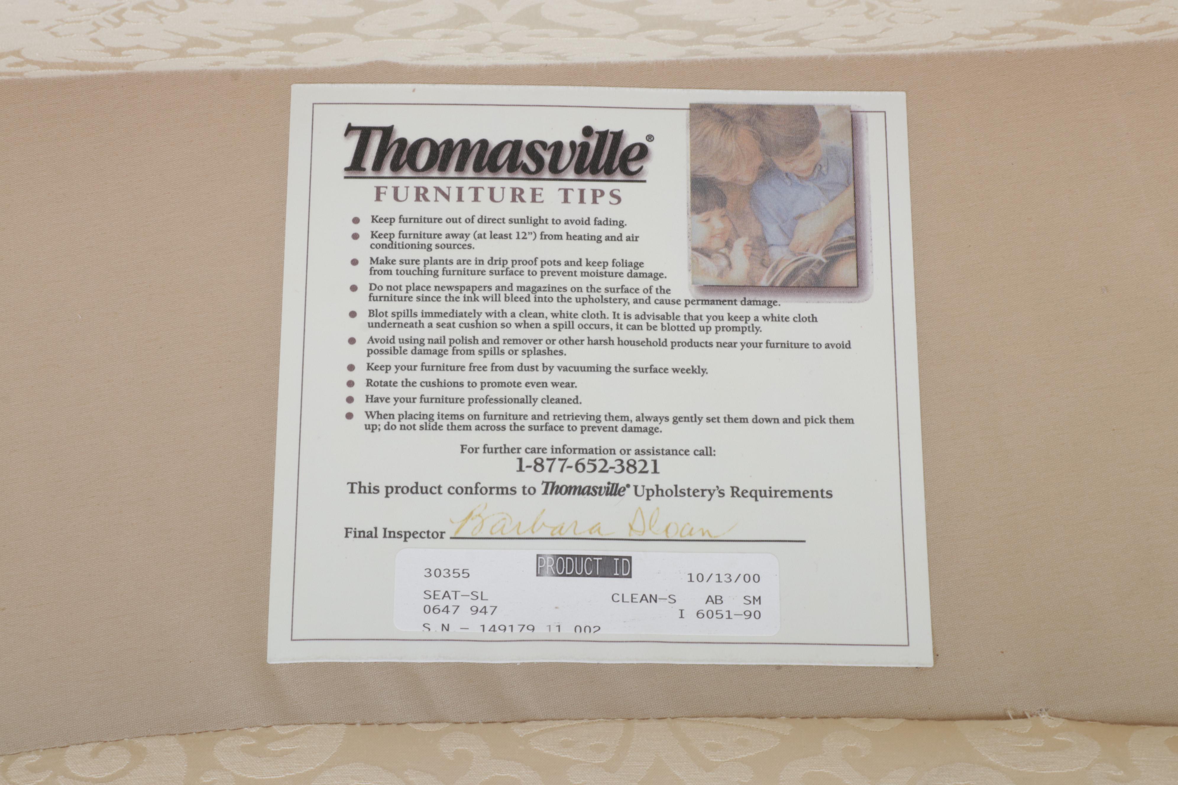 Thomasville Cream Fabric Upholstered Sofa