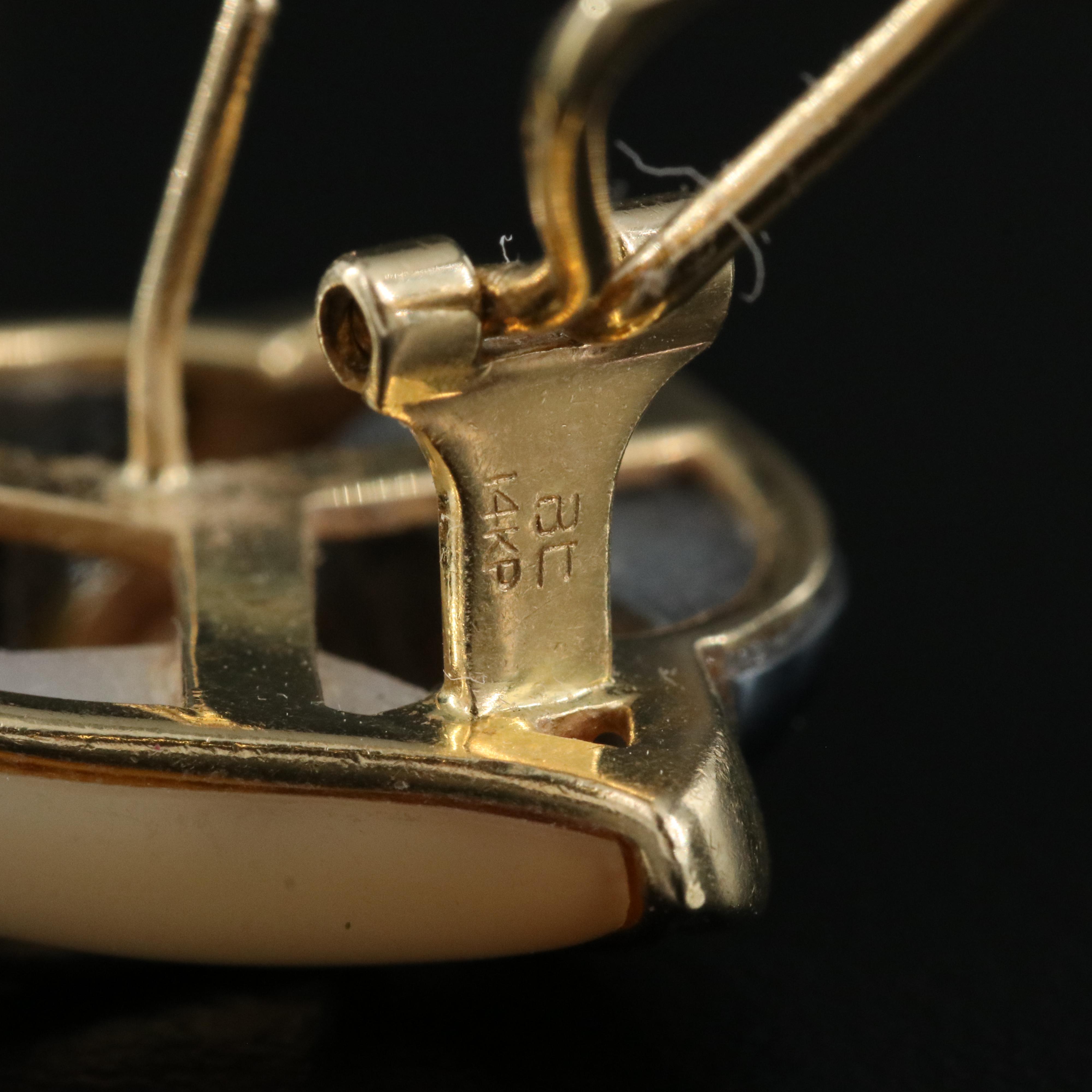 14K Hematite, Black Onyx and Mother-of-Pearl Earrings