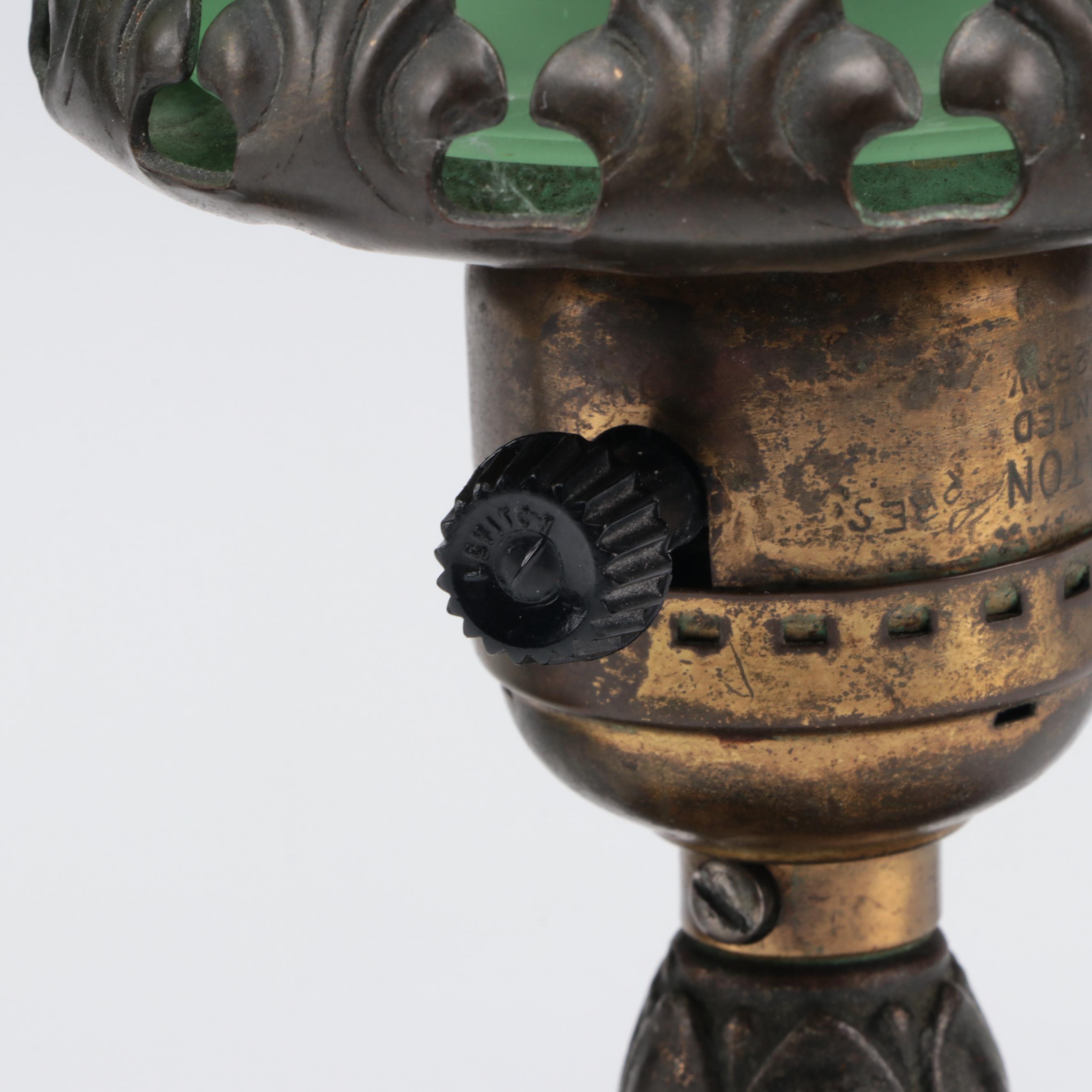 Pair of Victorian Style Boudoir Lamps with Satin Uranium Glass Shades, 1930s