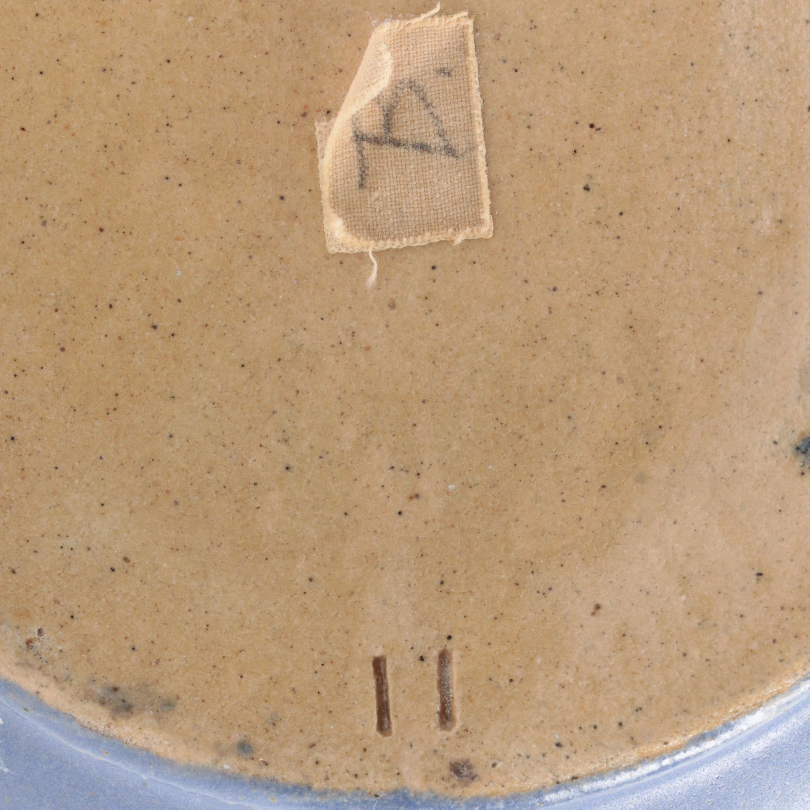 Art Deco Style Matte Blue Vase with Art Pottery Flower Frog and Chicken Figurine