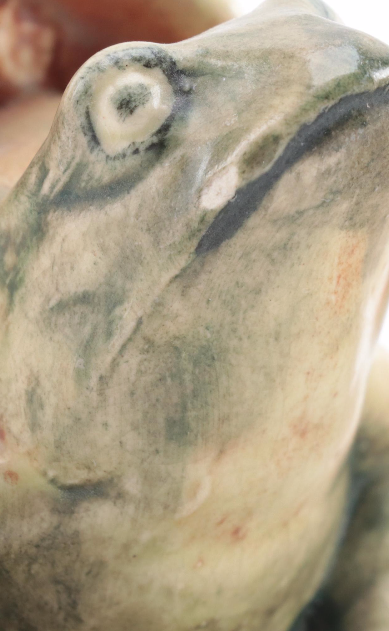 Art Deco Style Matte Blue Vase with Art Pottery Flower Frog and Chicken Figurine