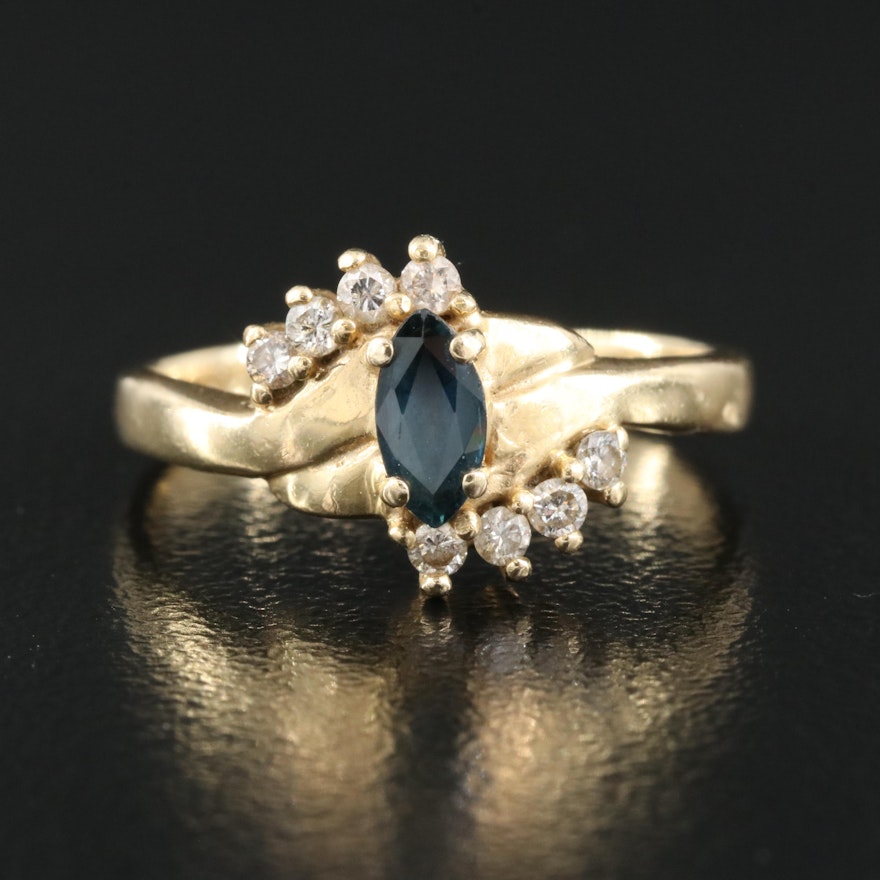 14K Sapphire and Diamond Ring