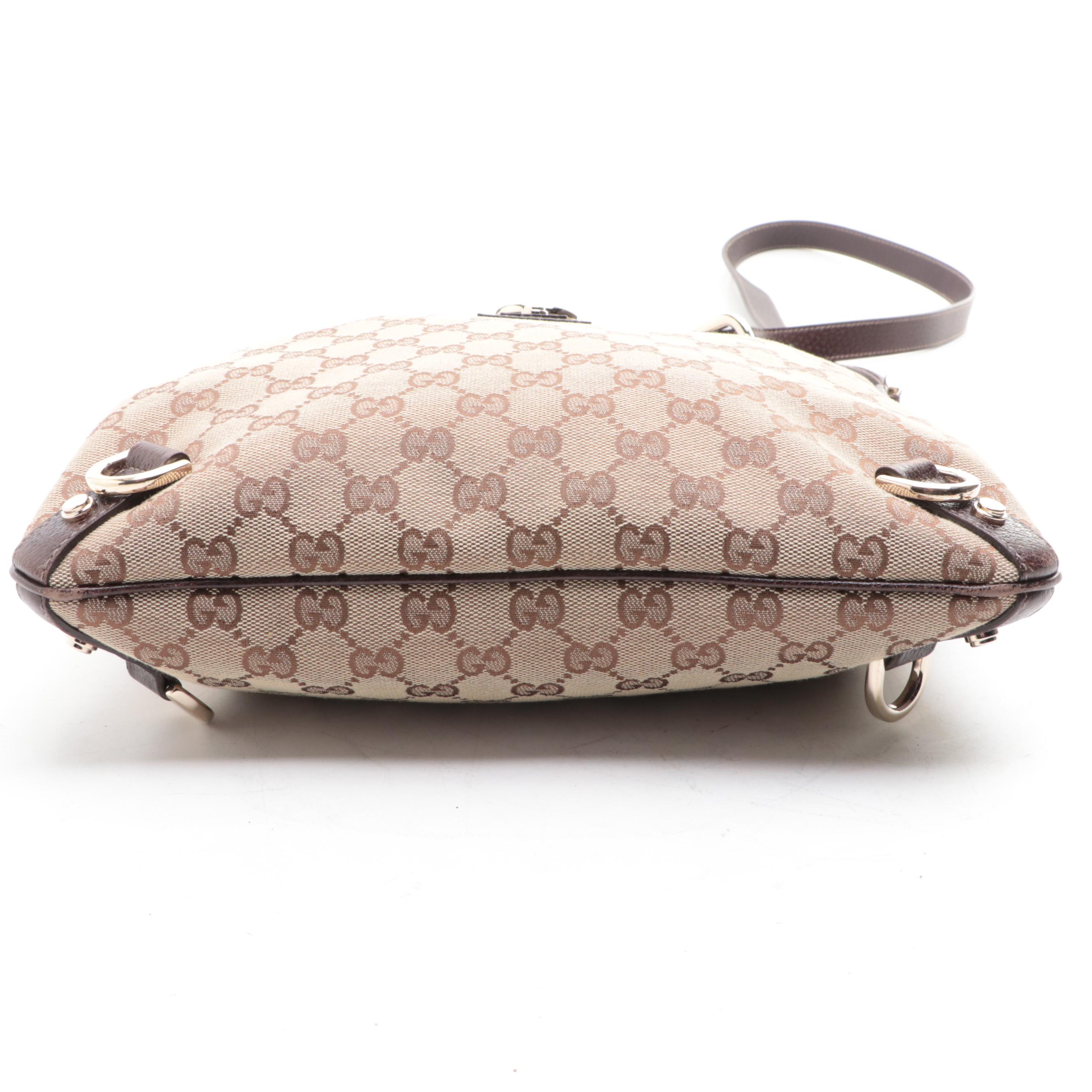 Gucci Abbey Flat Crossbody Bag in GG Canvas and Cinghiale Leather