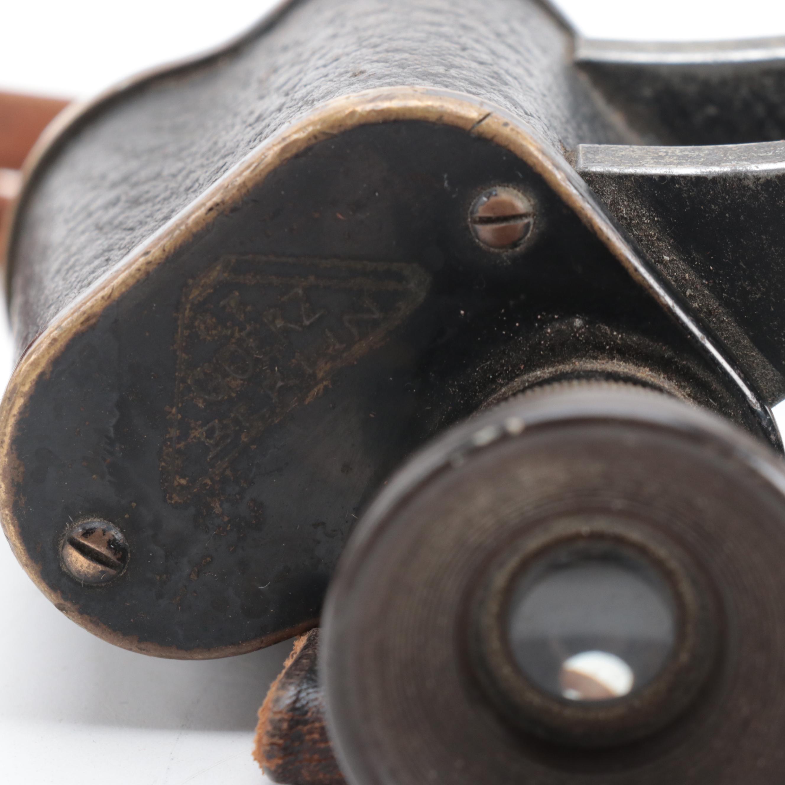 WWI and WWII Era Trieder and Other Military Binoculars with Leather Cases