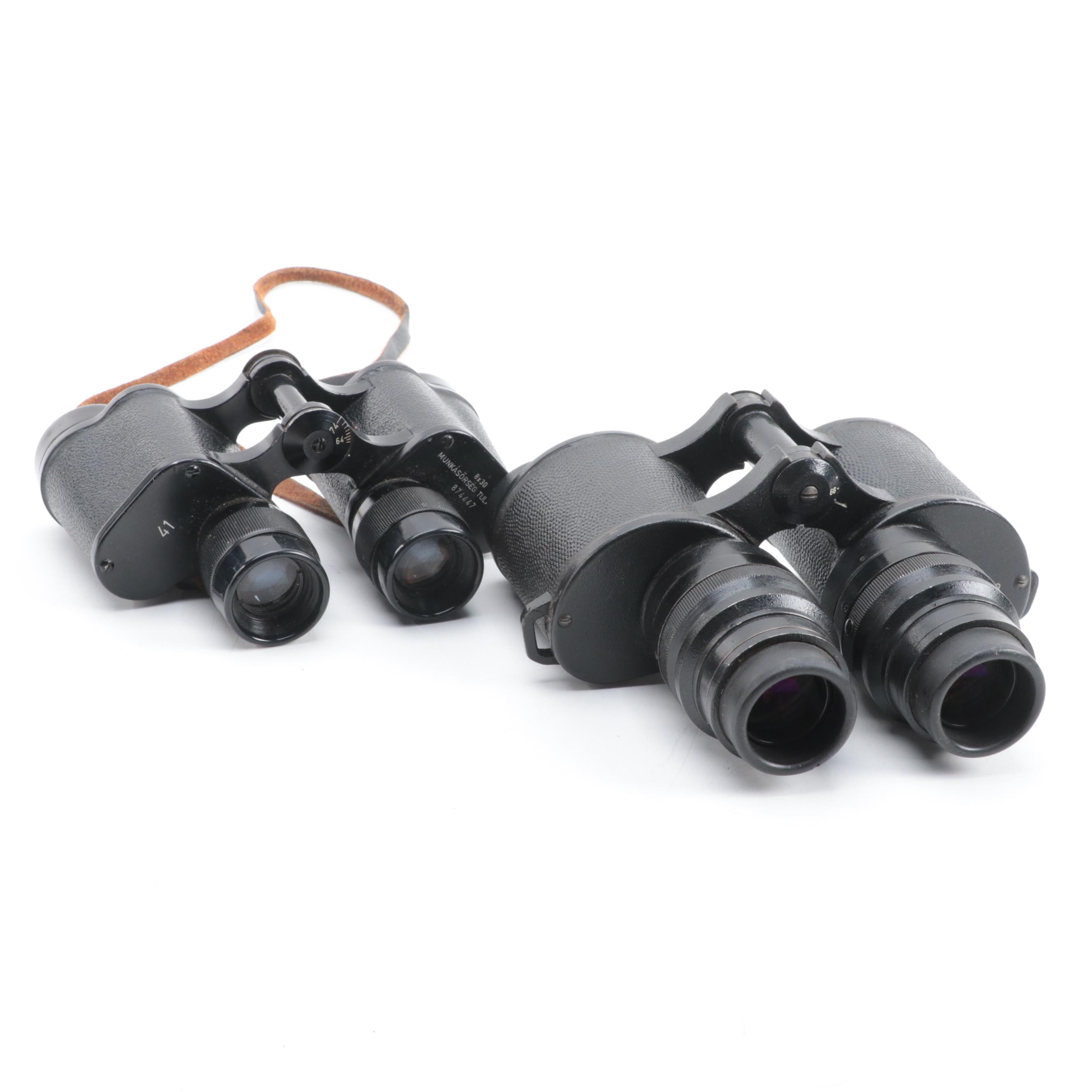 USSR and Hungarian Militia Binoculars, Mid-20th Century