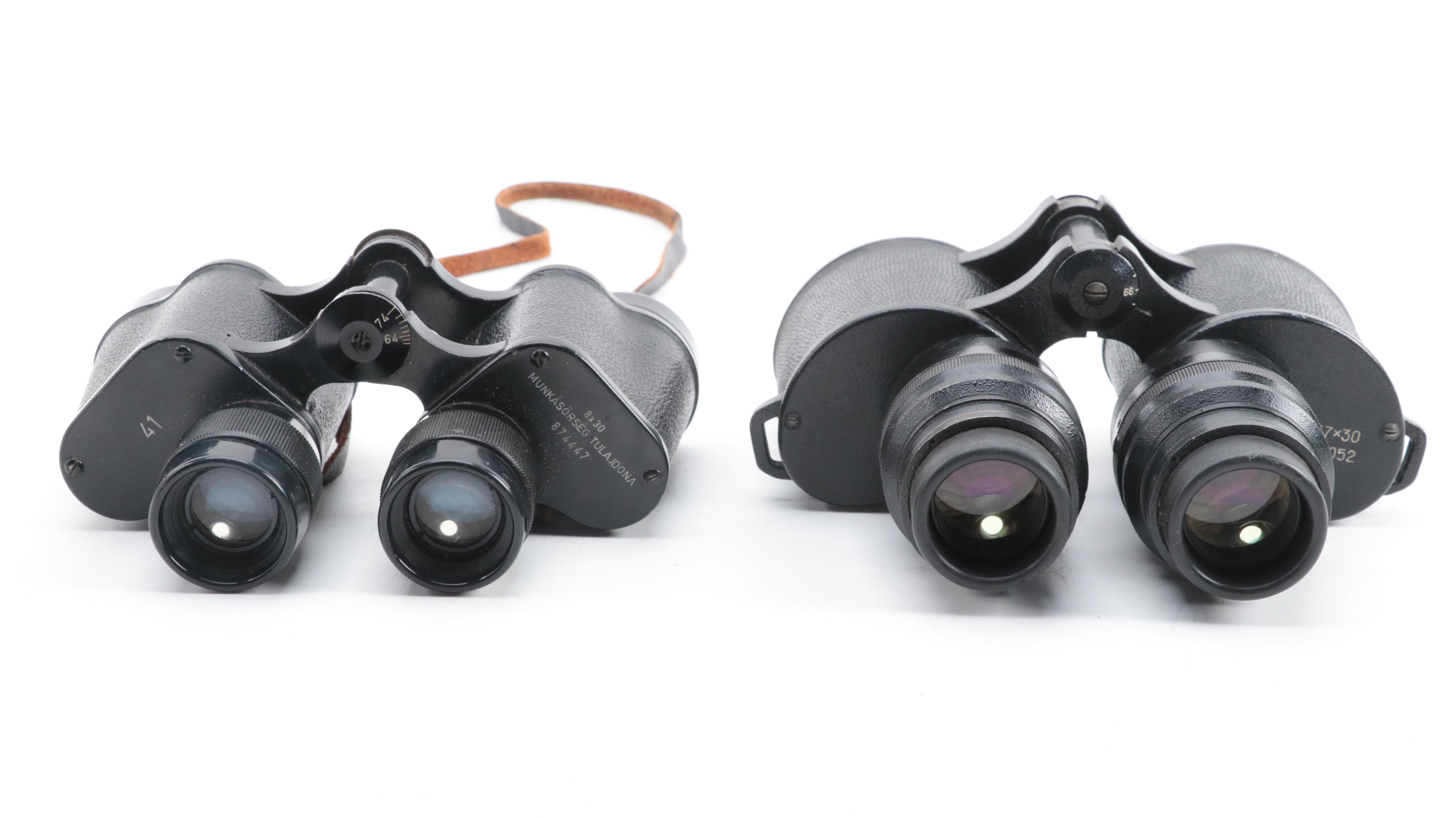 USSR and Hungarian Militia Binoculars, Mid-20th Century