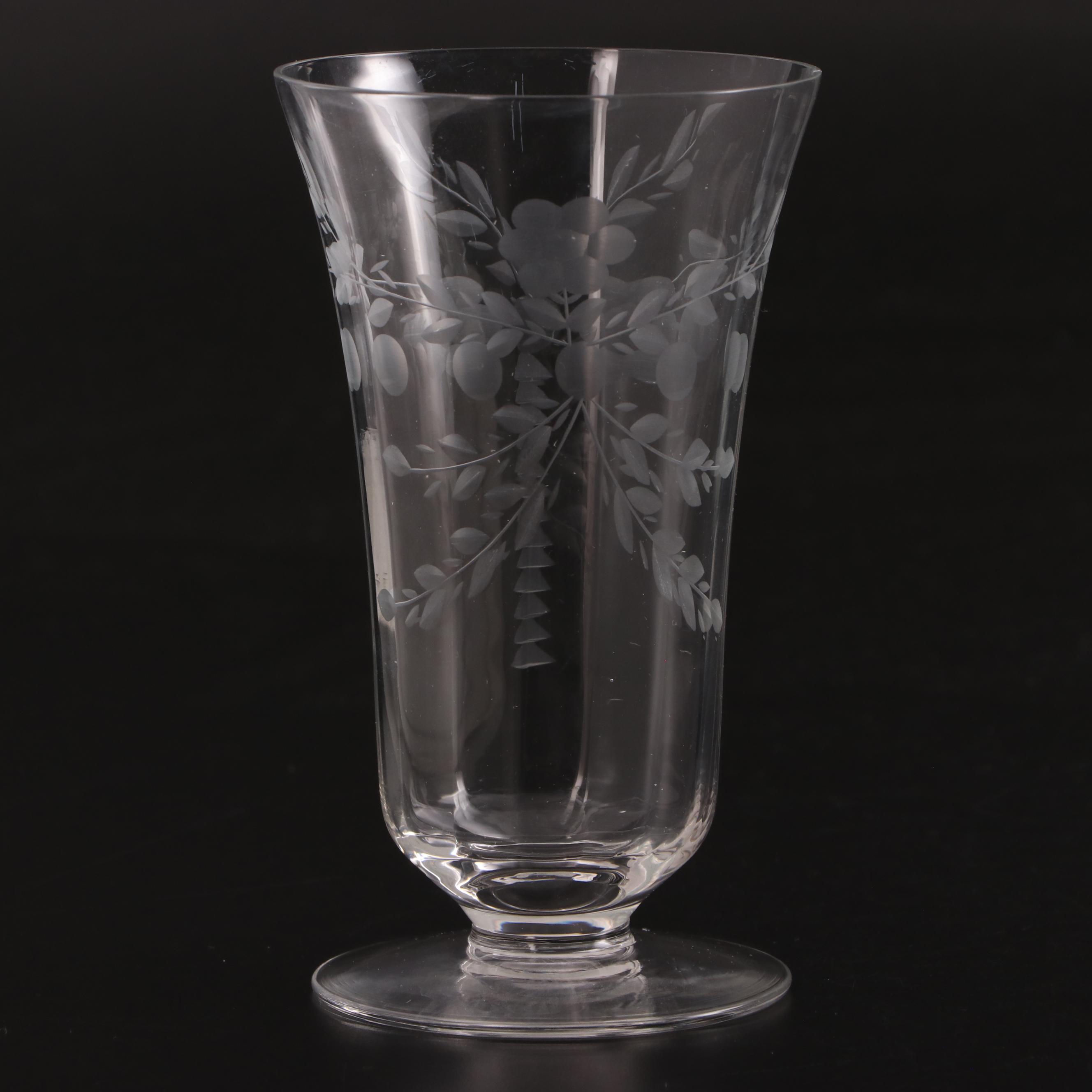 Clear Wheel-Cut Depression Era Footed Parfait Glasses
