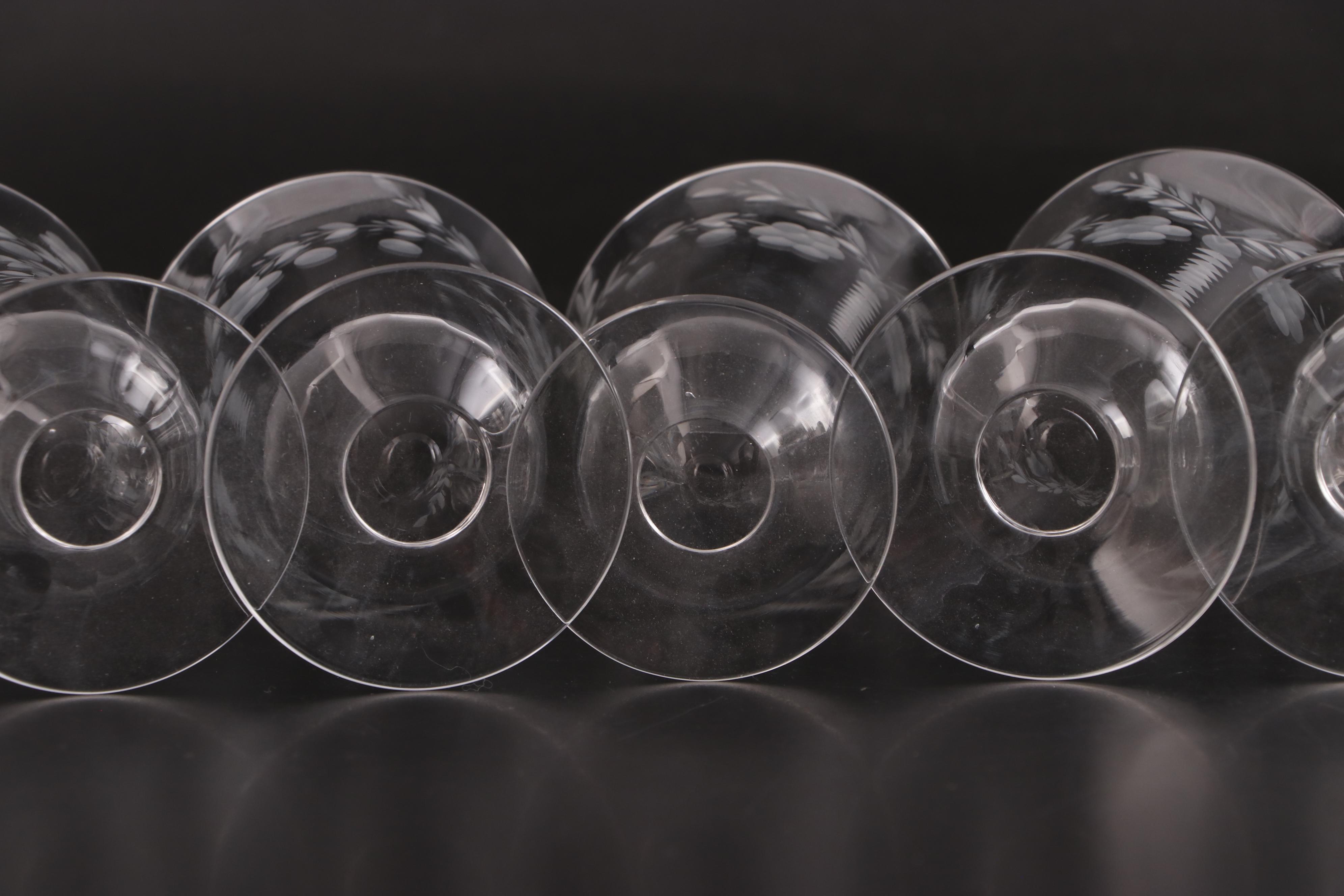 Clear Wheel-Cut Depression Era Footed Parfait Glasses