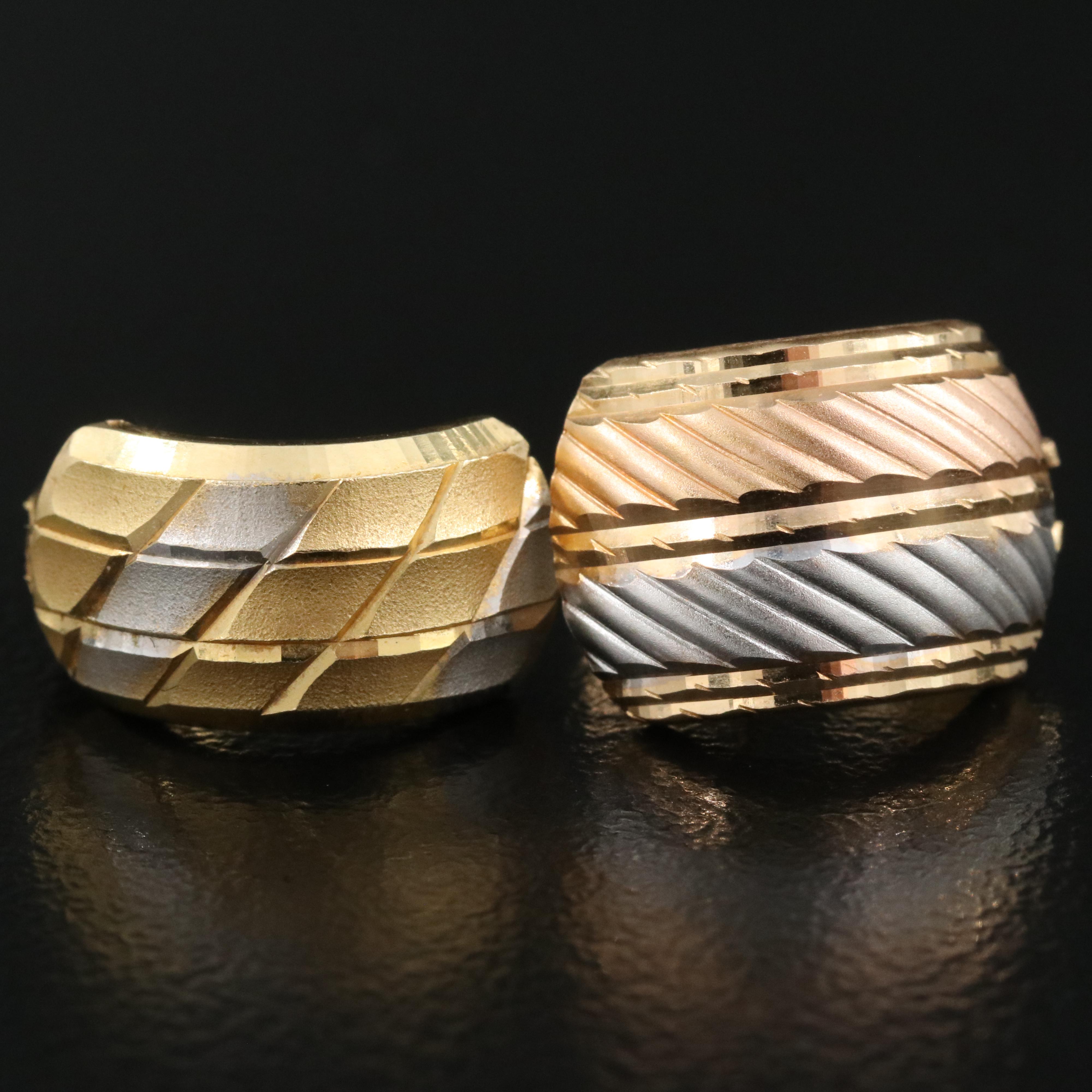 18K Tri-Color Huggie and Two-Tone Huggie Earrings Including Rose Gold
