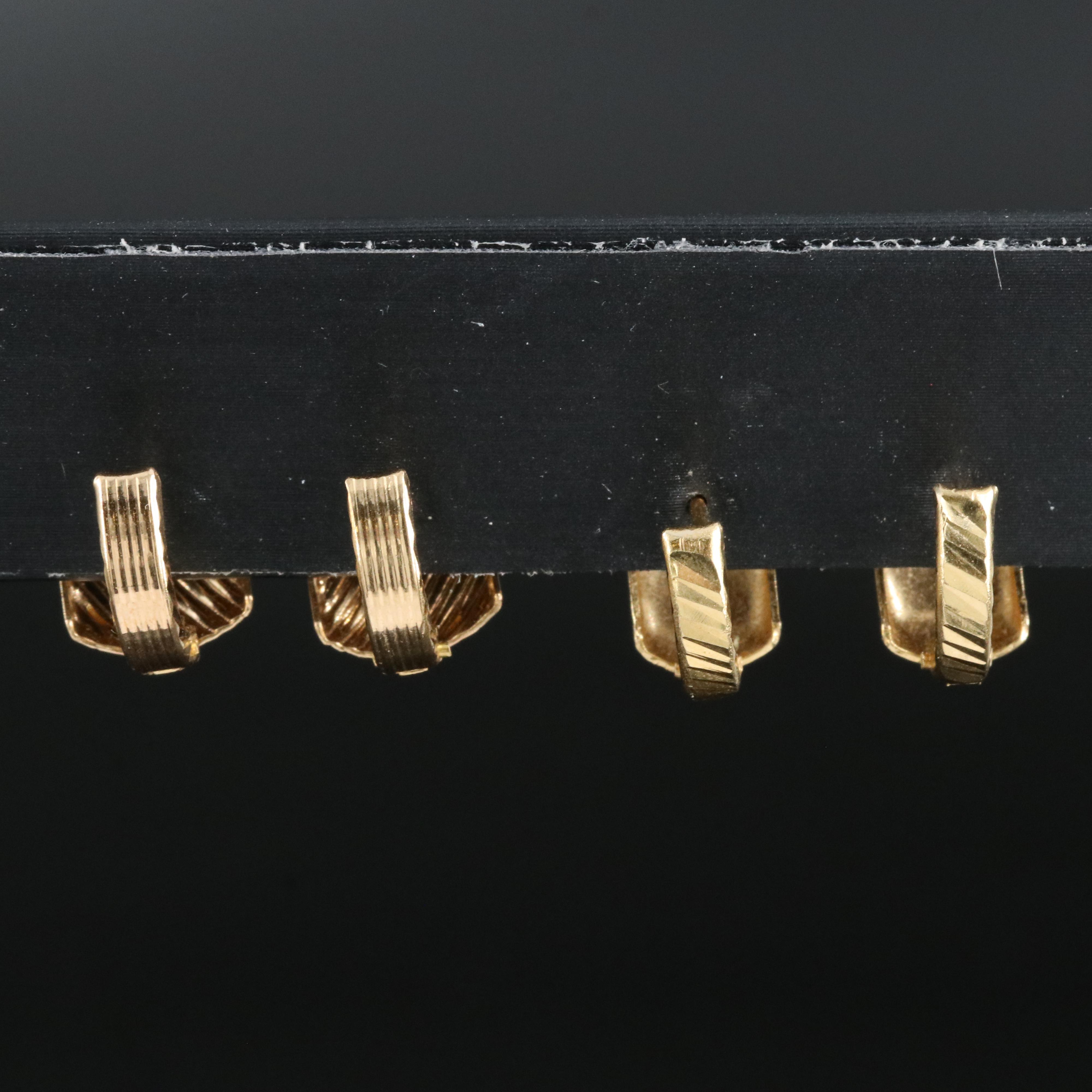 18K Tri-Color Huggie and Two-Tone Huggie Earrings Including Rose Gold