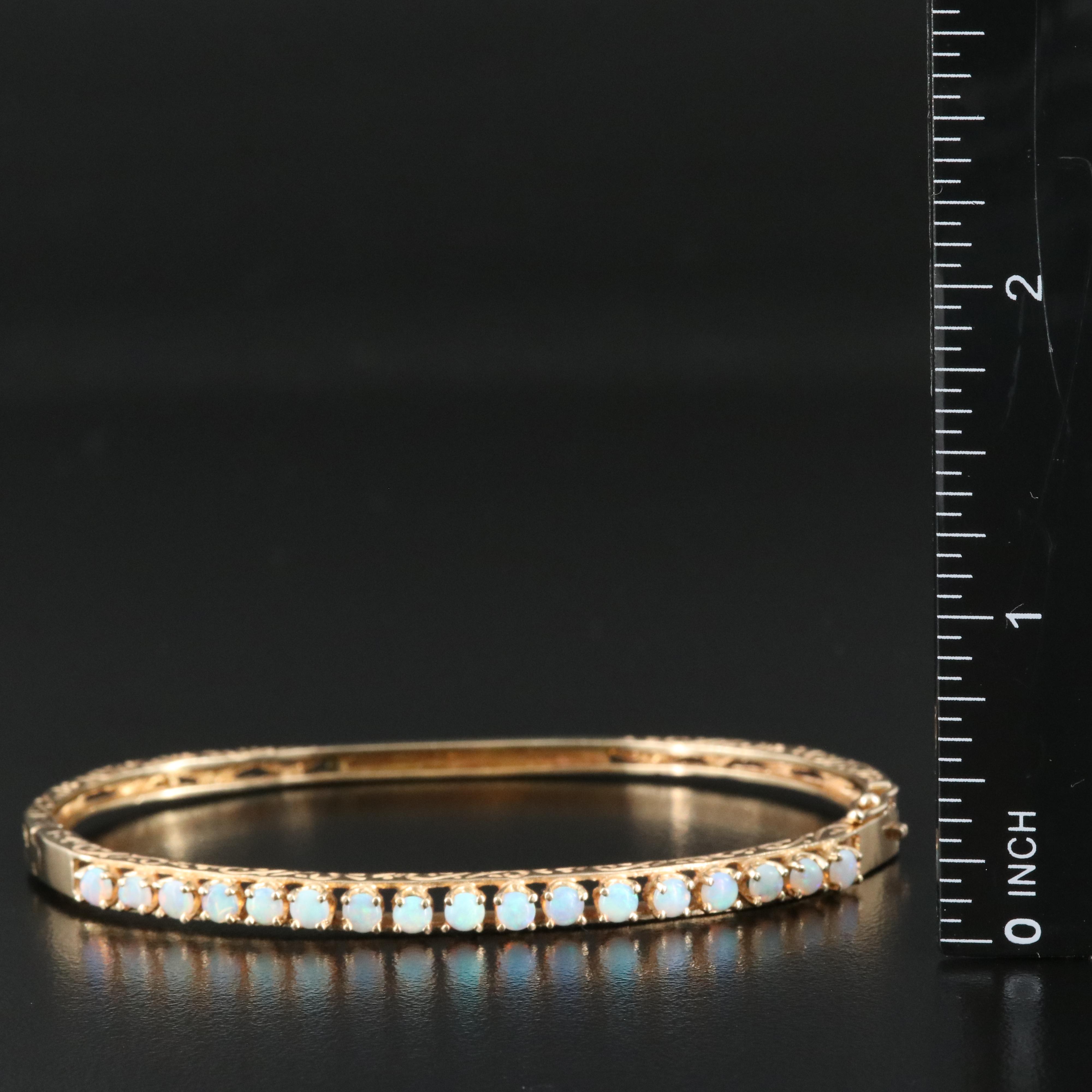 14K Opal Hinged Bangle