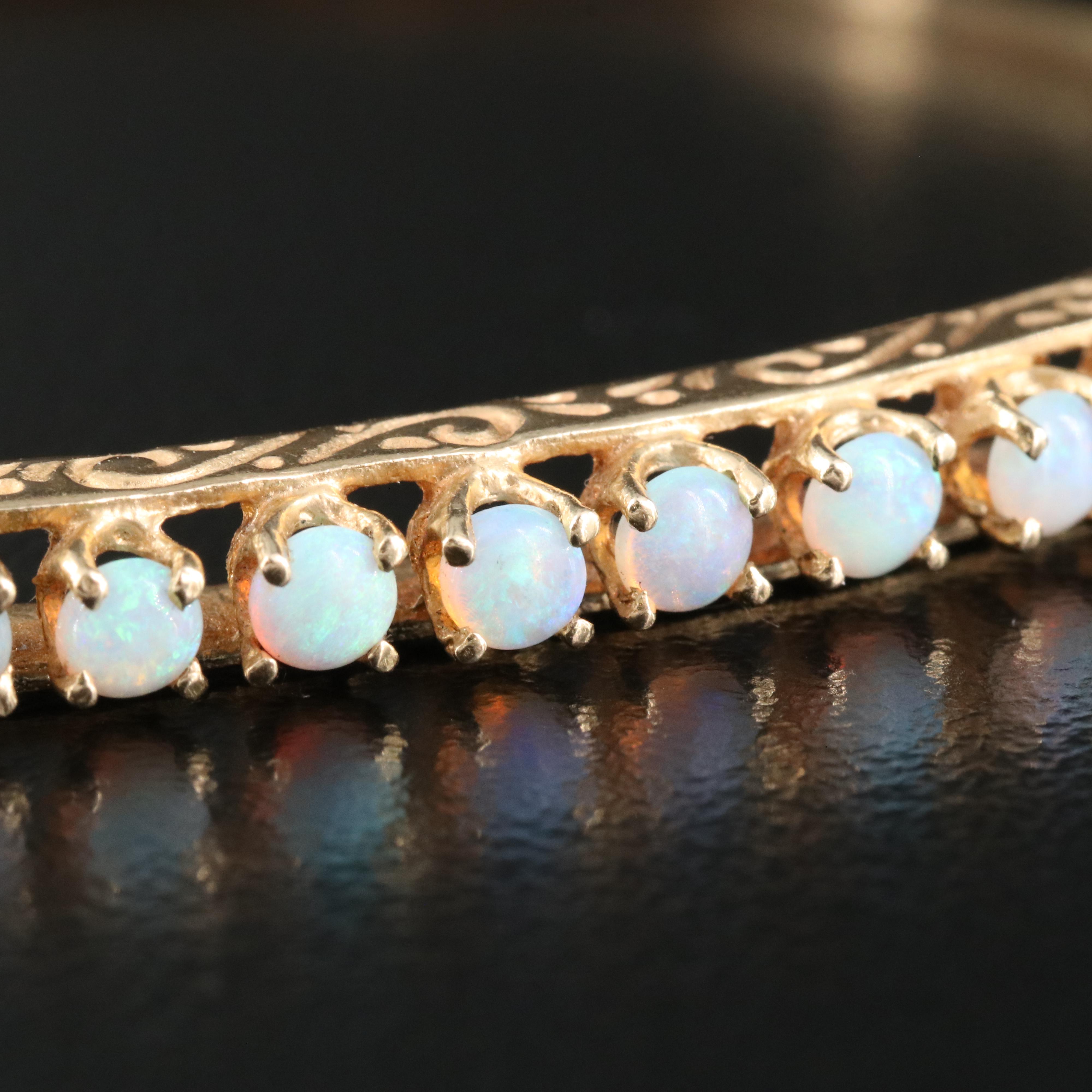 14K Opal Hinged Bangle