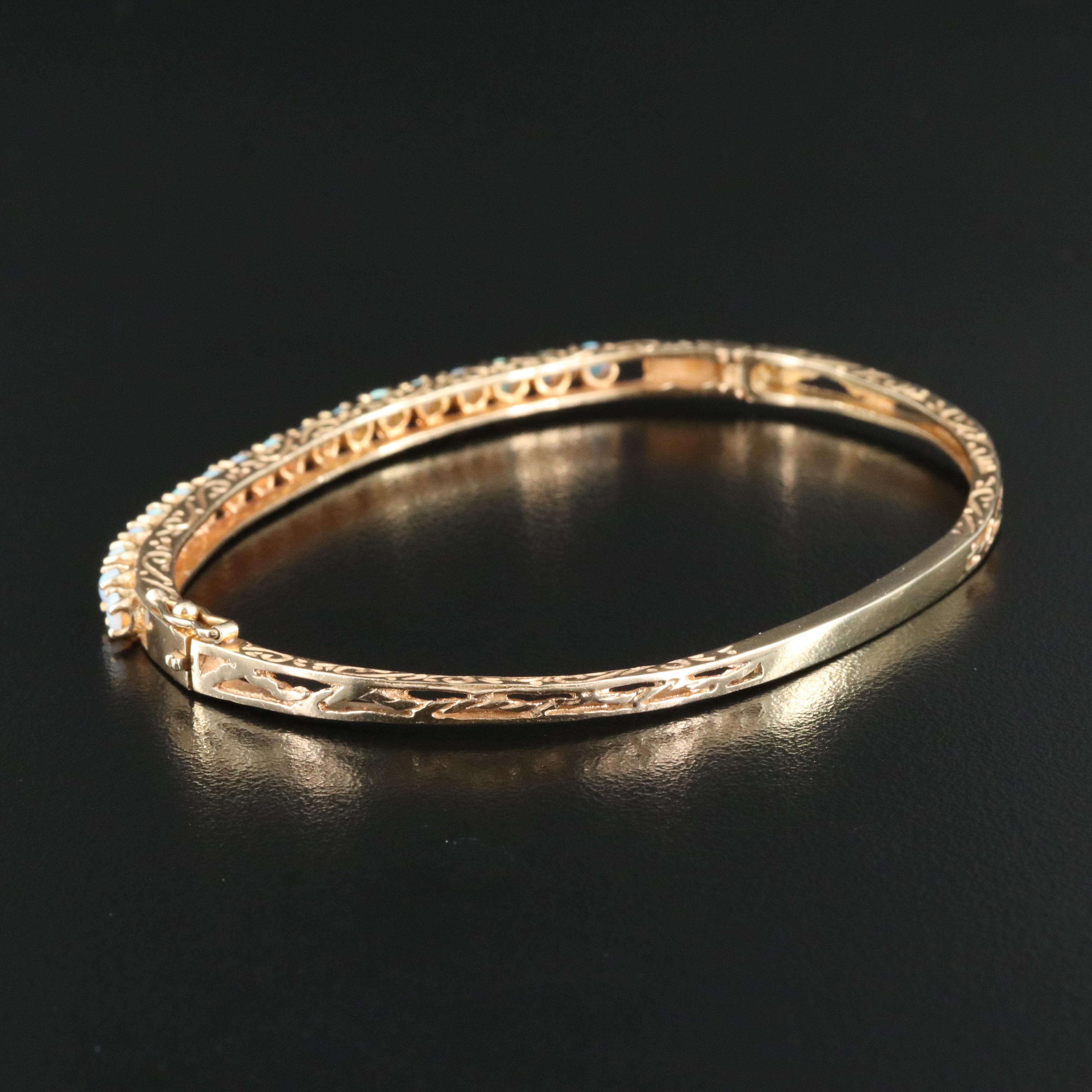 14K Opal Hinged Bangle